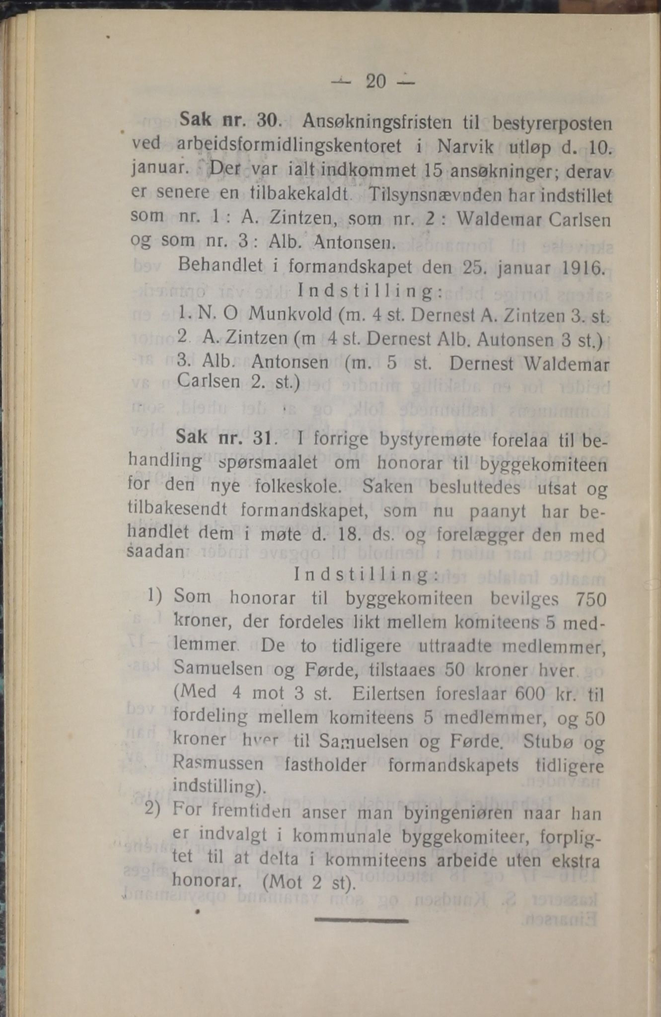 Narvik kommune. Formannskap , AIN/K-18050.150/A/Ab/L0006: Møtebok, 1916