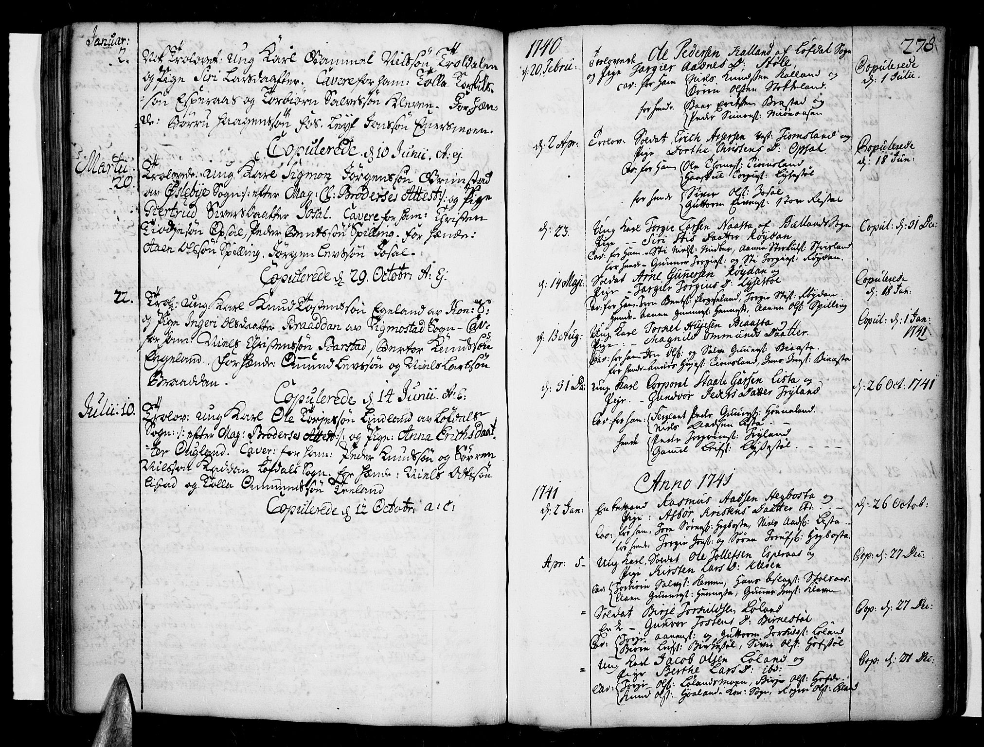 Sør-Audnedal sokneprestkontor, SAK/1111-0039/F/Fa/Fab/L0001: Parish register (official) no. A 1 /3, 1726-1783, p. 278