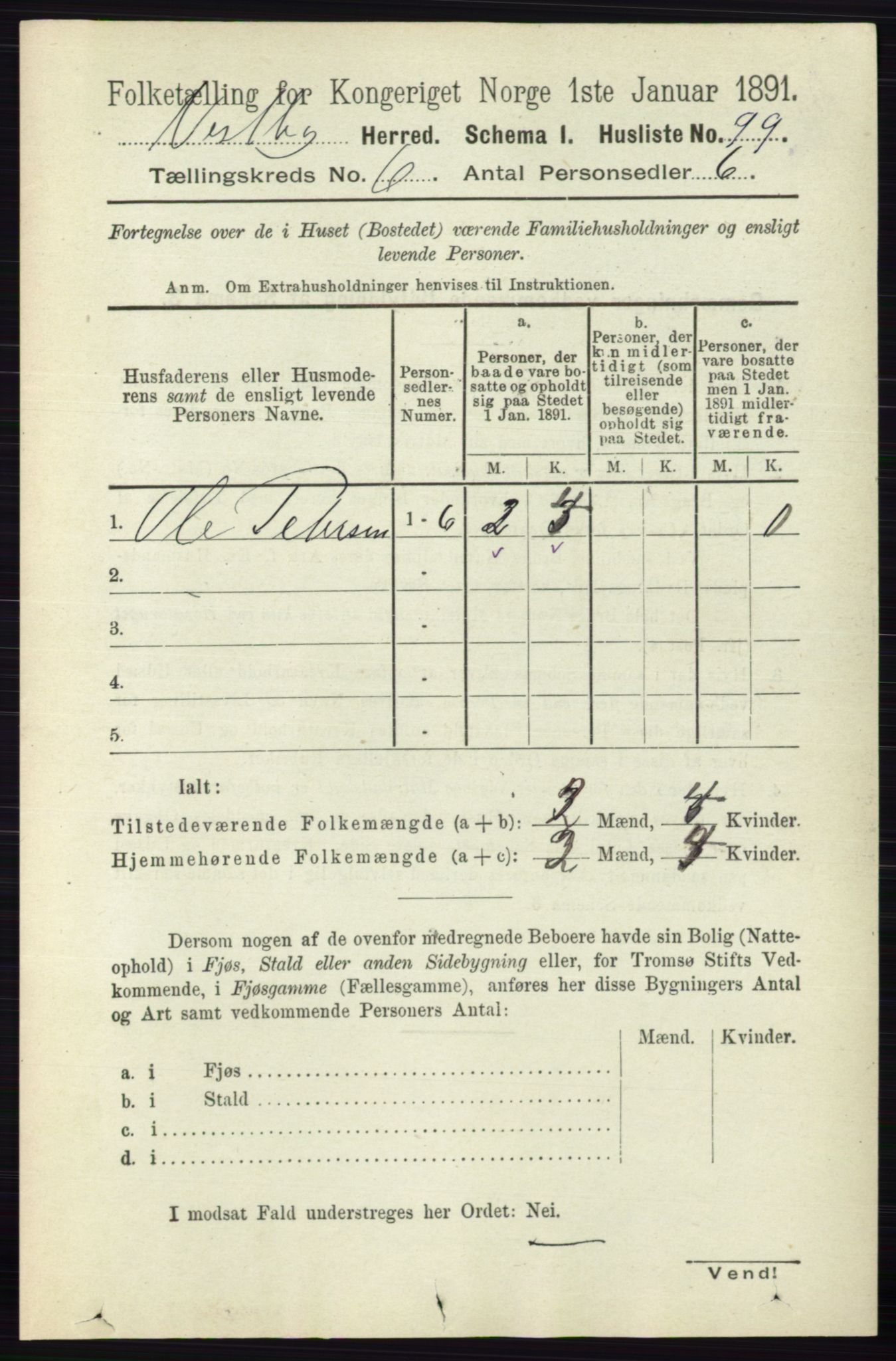 RA, 1891 census for 0211 Vestby, 1891, p. 2902