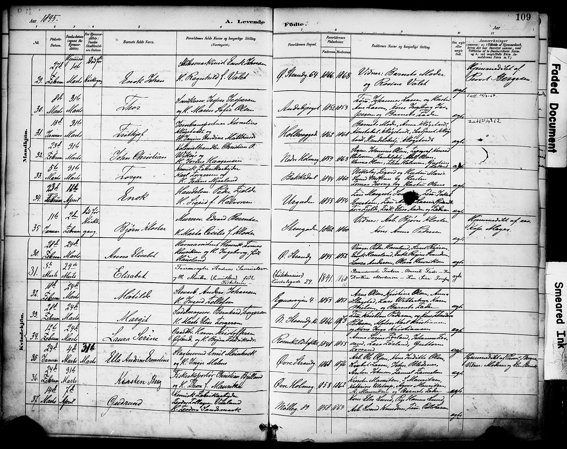Domkirken sokneprestkontor, SAST/A-101812/001/30/30BA/L0030: Parish register (official) no. A 29, 1889-1902, p. 109