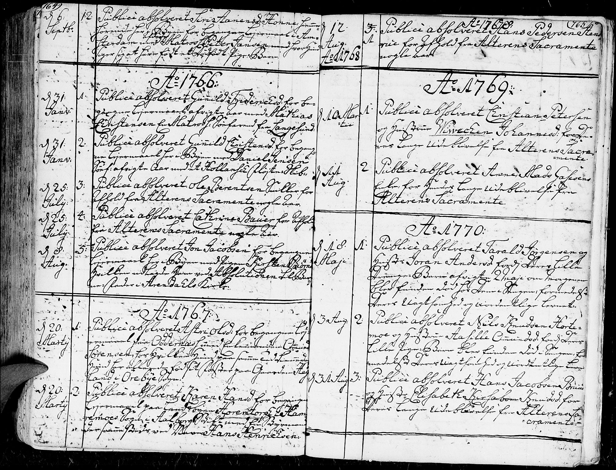 Kristiansand domprosti, SAK/1112-0006/F/Fa/L0001: Parish register (official) no. A 1, 1734-1793, p. 764-765