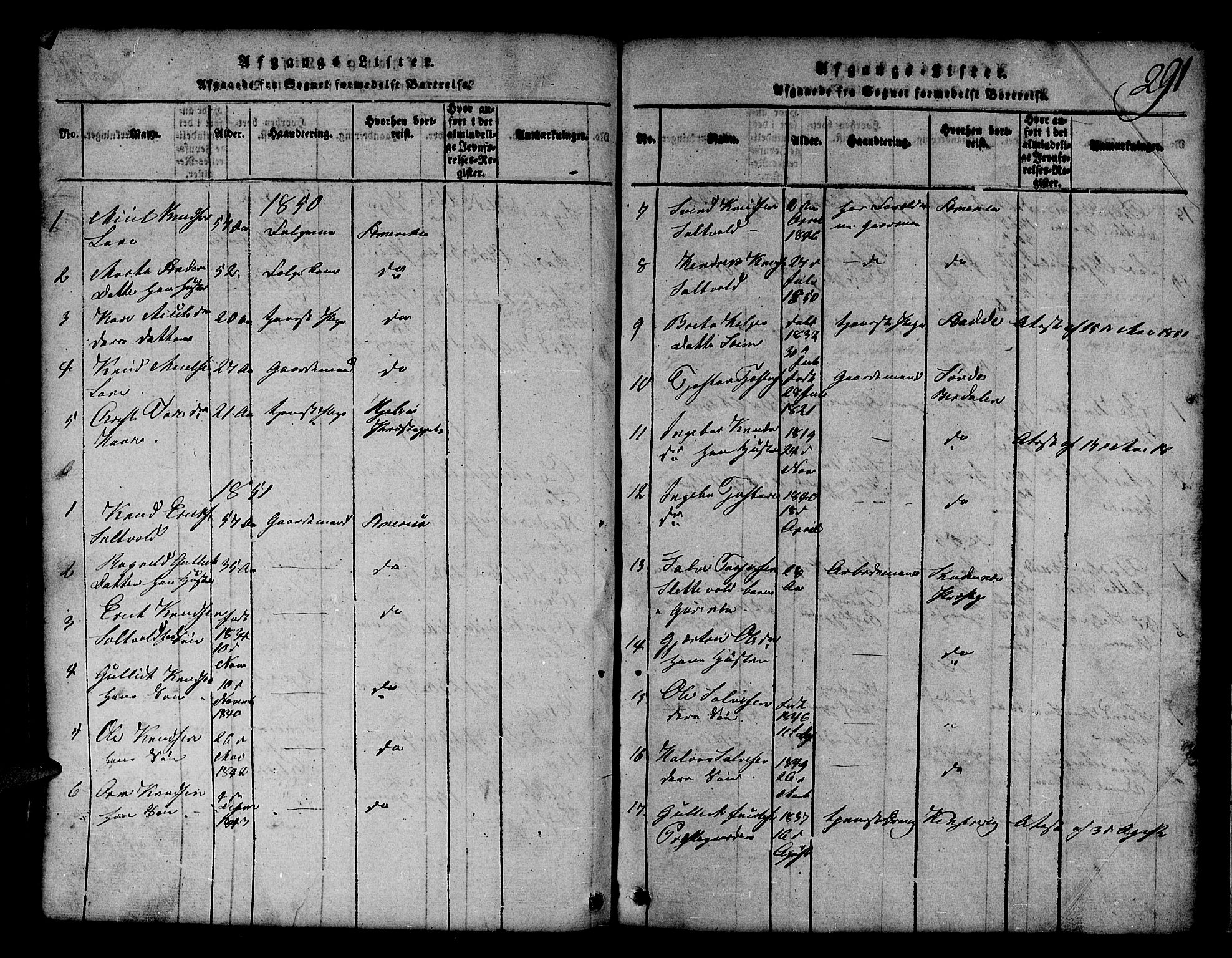 Røldal sokneprestembete, SAB/A-100247: Parish register (copy) no. A 1, 1817-1860, p. 291