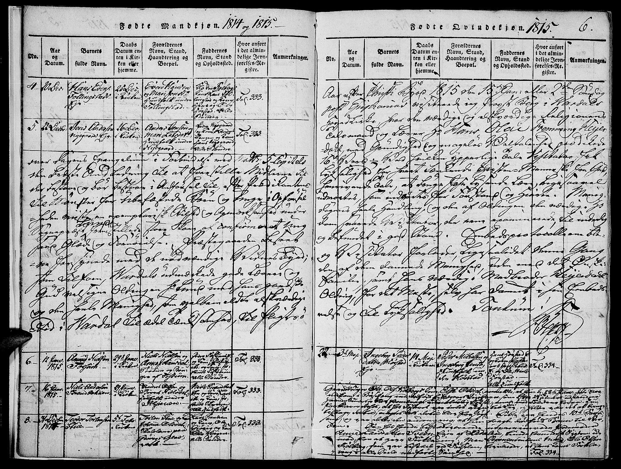 Vardal prestekontor, SAH/PREST-100/H/Ha/Haa/L0004: Parish register (official) no. 4, 1814-1831, p. 6