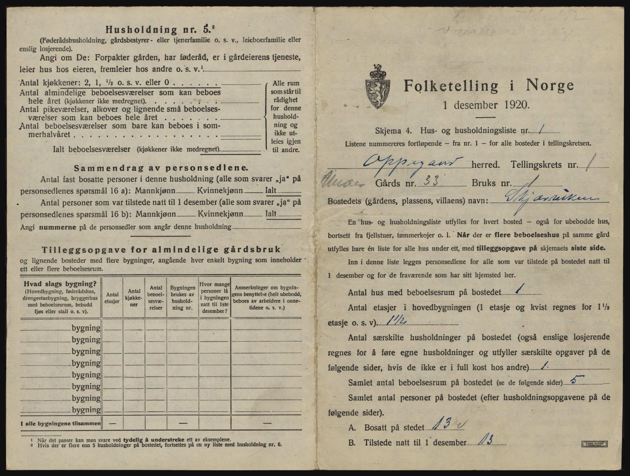 SAO, 1920 census for Oppegård, 1920, p. 35