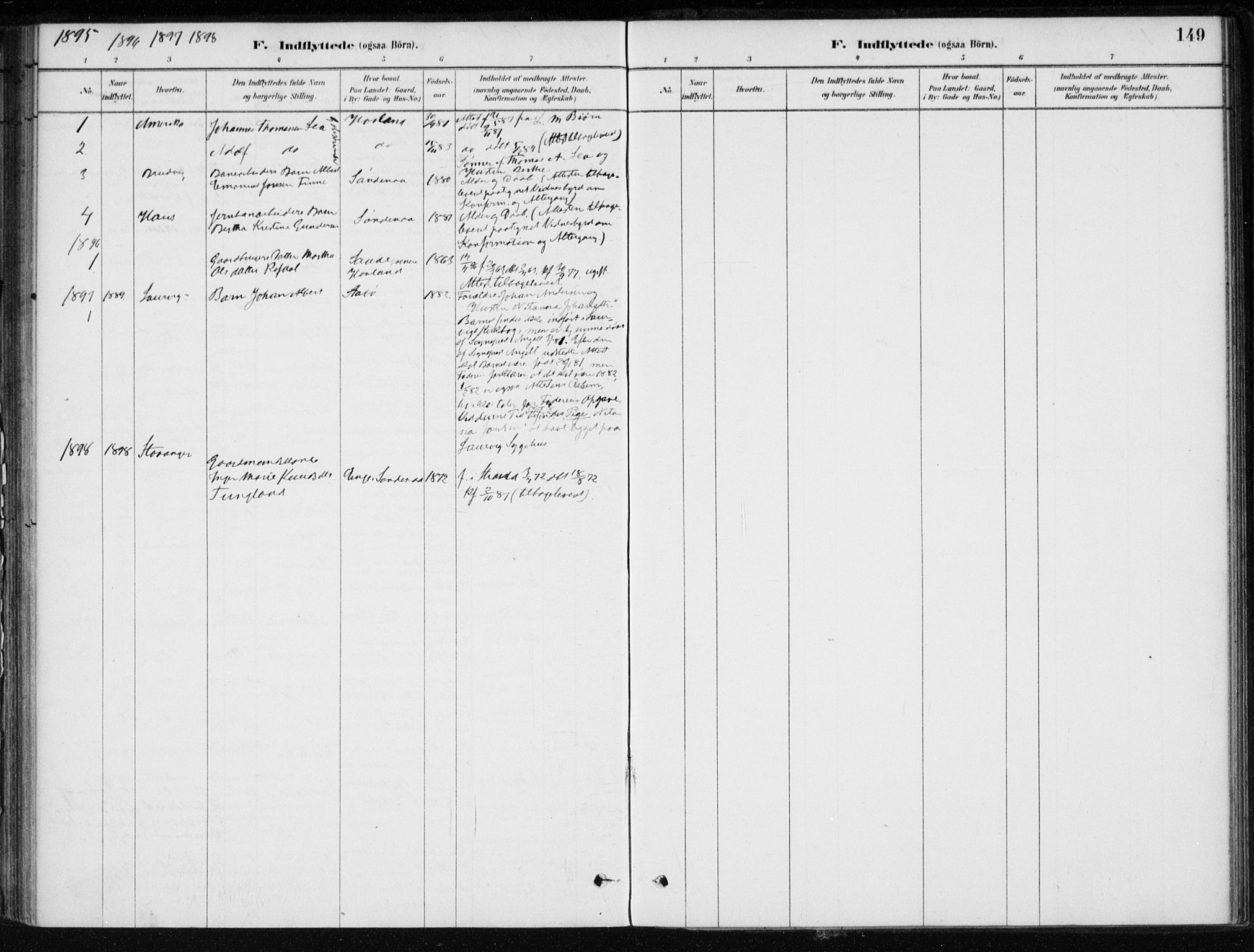 Sand sokneprestkontor, AV/SAST-A-101848/01/III/L0006: Parish register (official) no. A 6, 1880-1898, p. 149