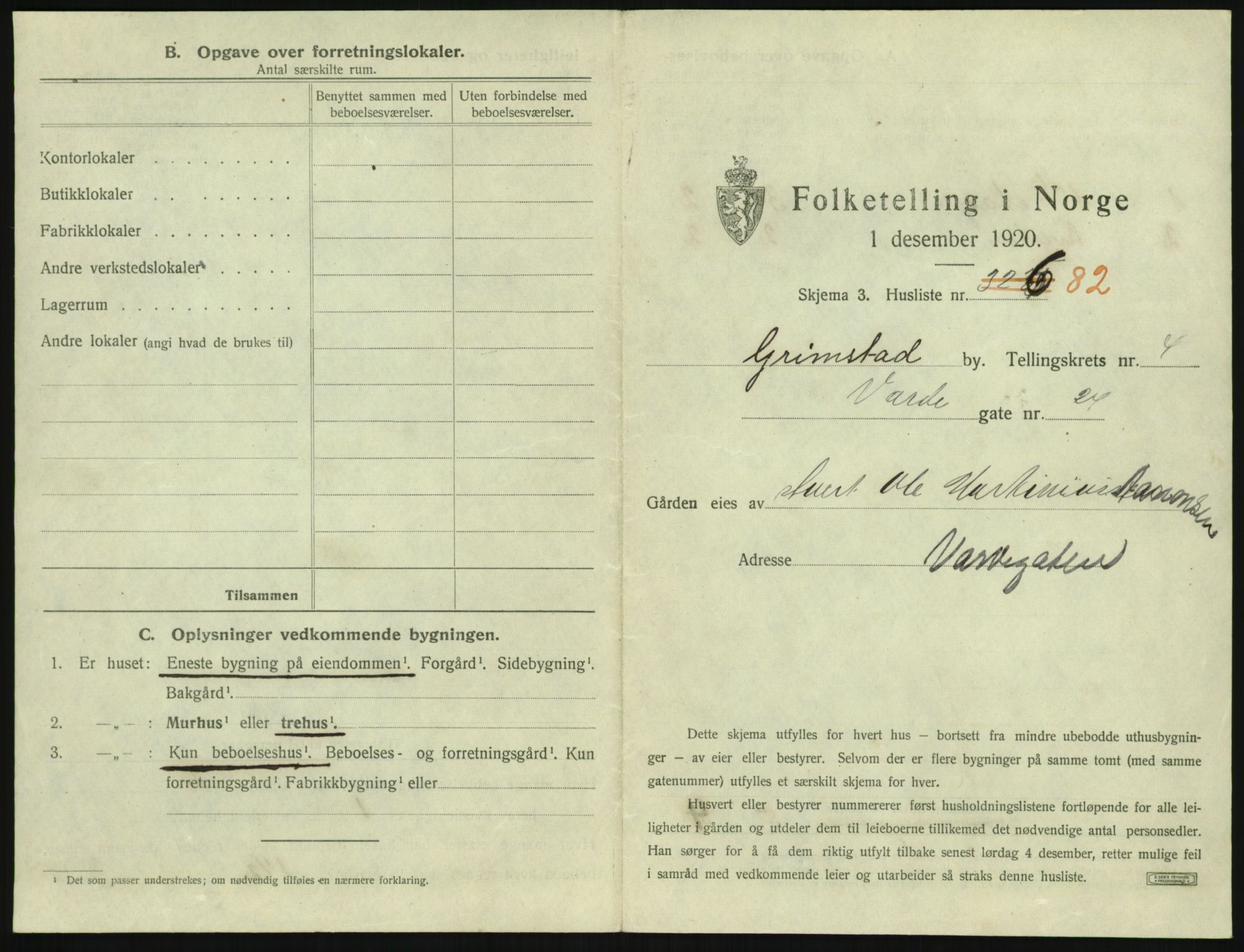 SAK, 1920 census for Grimstad, 1920, p. 771