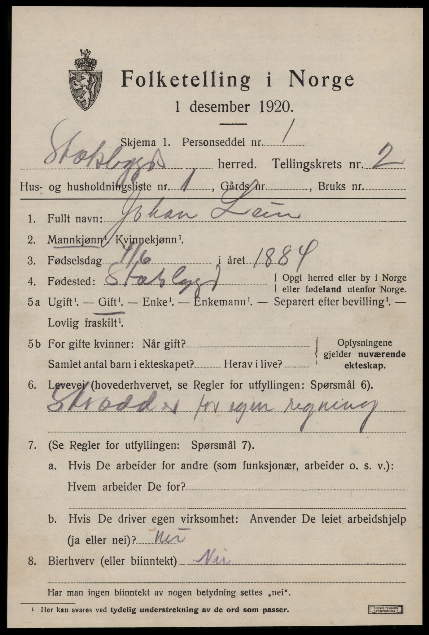 SAT, 1920 census for Stadsbygd, 1920, p. 1240