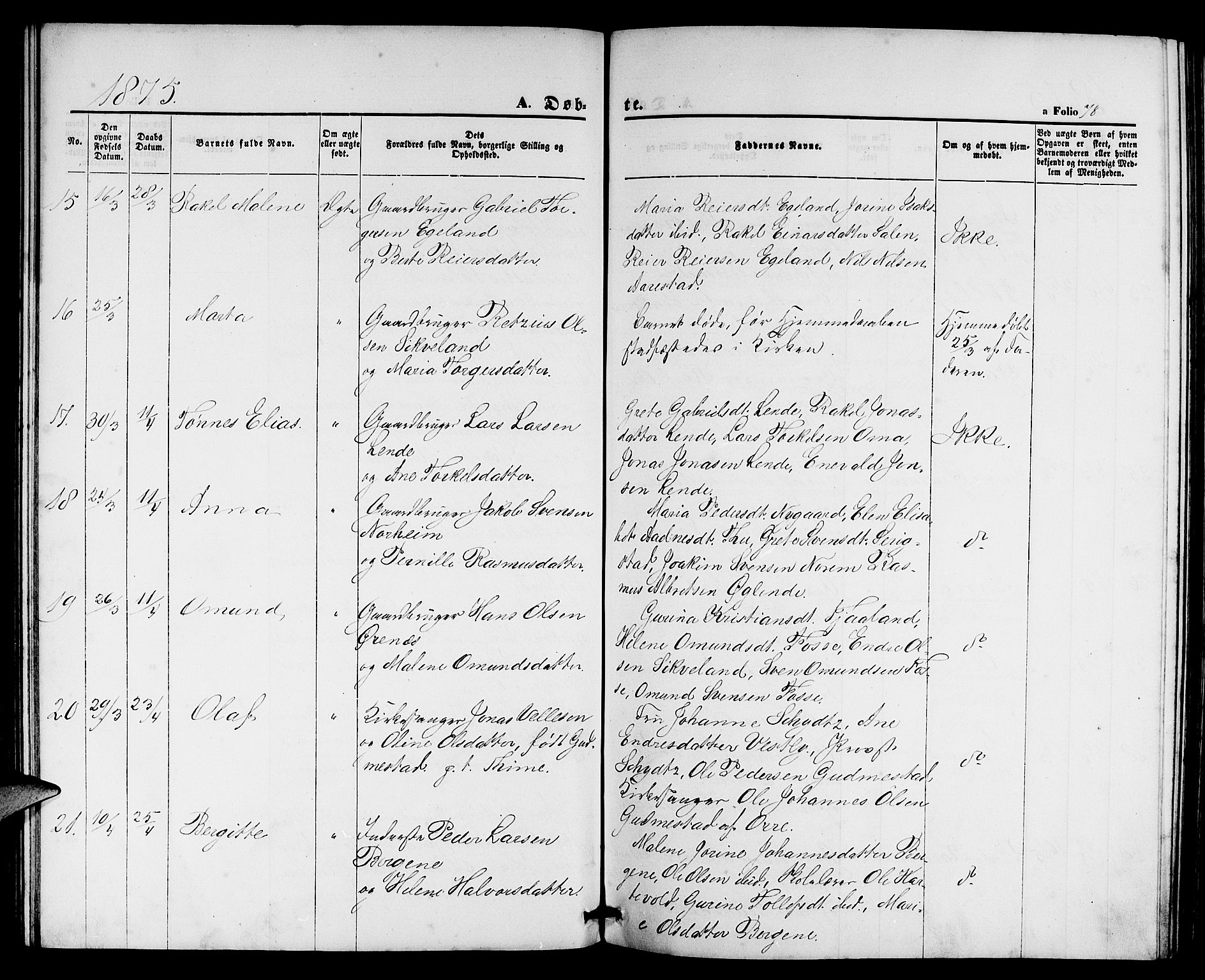 Lye sokneprestkontor, AV/SAST-A-101794/001/30BB/L0004: Parish register (copy) no. B 4, 1868-1878, p. 78