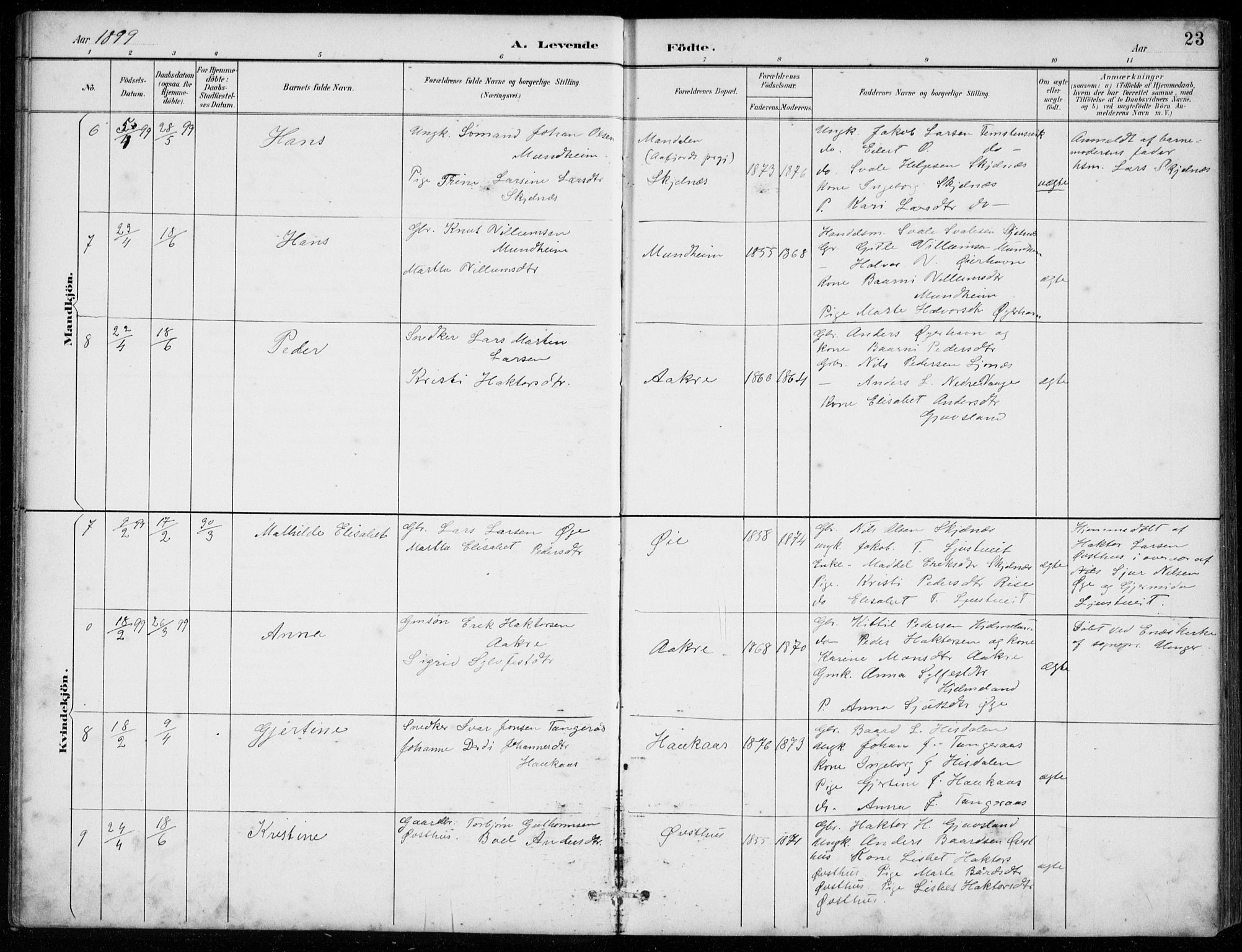 Strandebarm sokneprestembete, AV/SAB-A-78401/H/Hab: Parish register (copy) no. C  1, 1891-1913, p. 23