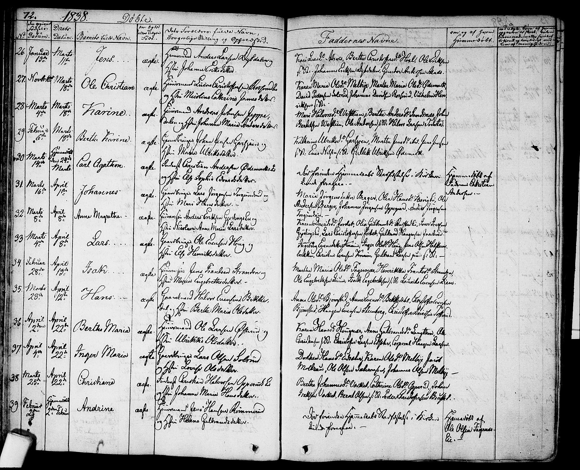 Hurdal prestekontor Kirkebøker, SAO/A-10889/F/Fa/L0004: Parish register (official) no. I 4, 1828-1845, p. 72