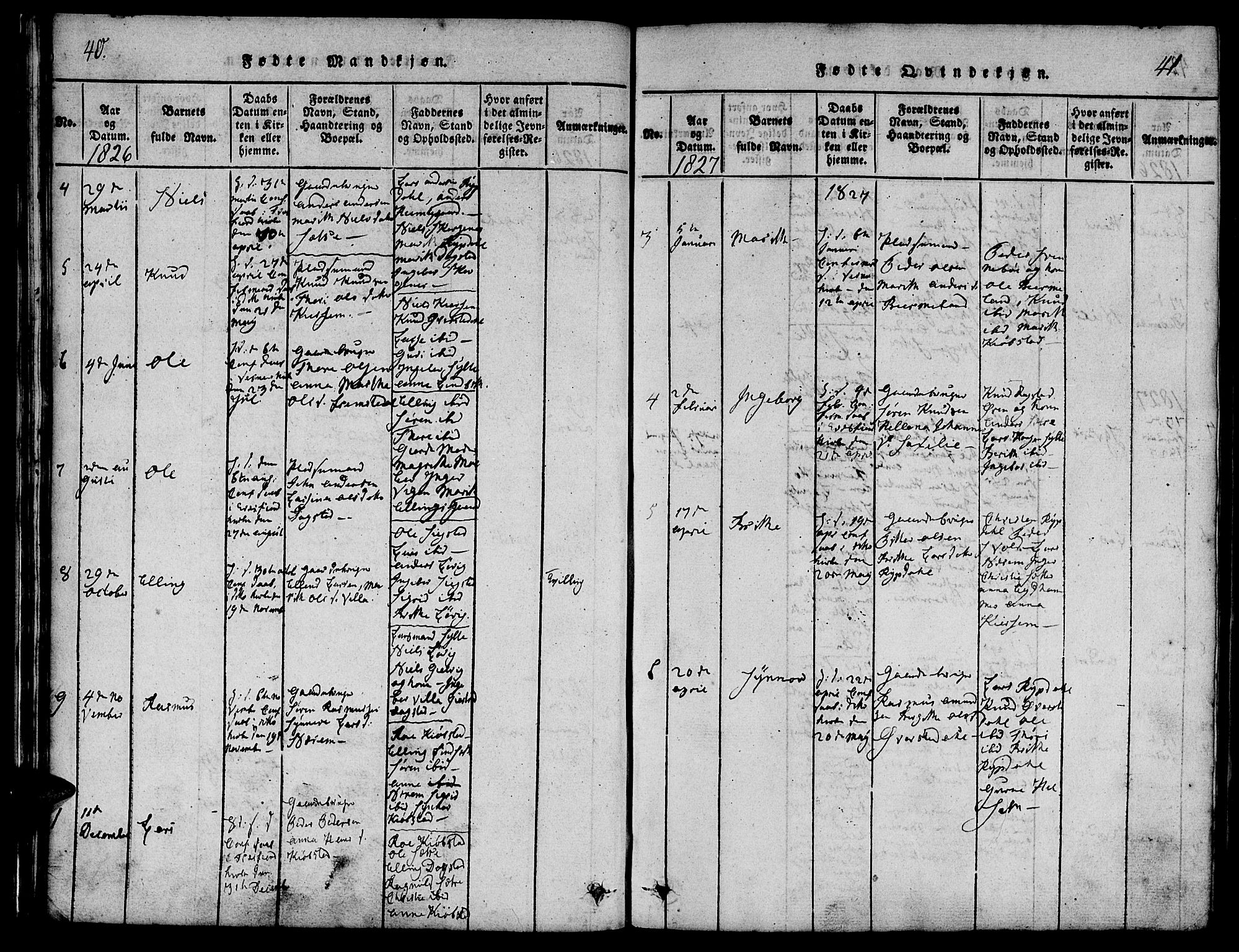 Ministerialprotokoller, klokkerbøker og fødselsregistre - Møre og Romsdal, AV/SAT-A-1454/541/L0544: Parish register (official) no. 541A01, 1818-1847, p. 40-41