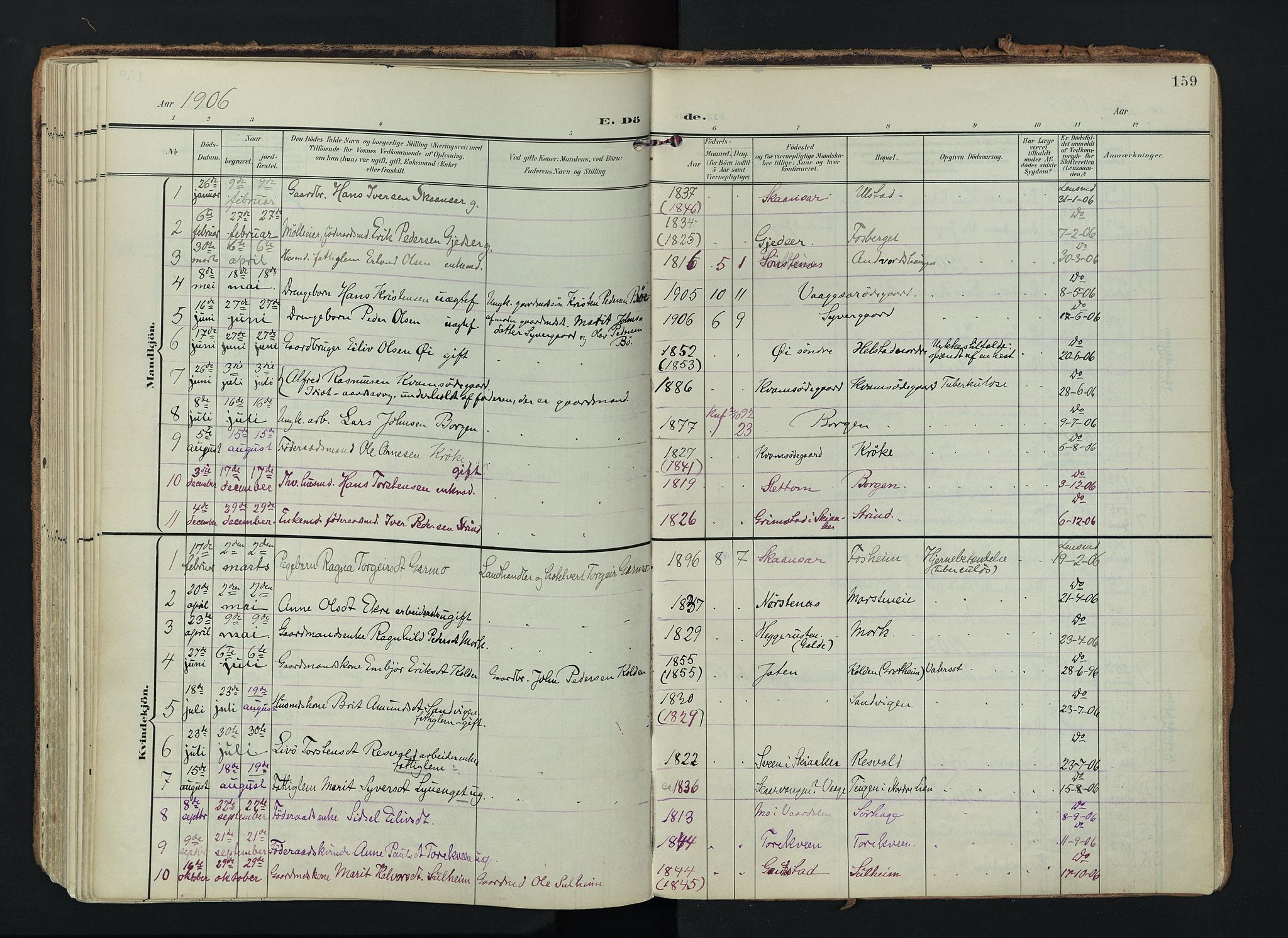 Lom prestekontor, SAH/PREST-070/K/L0010: Parish register (official) no. 10, 1899-1926, p. 159