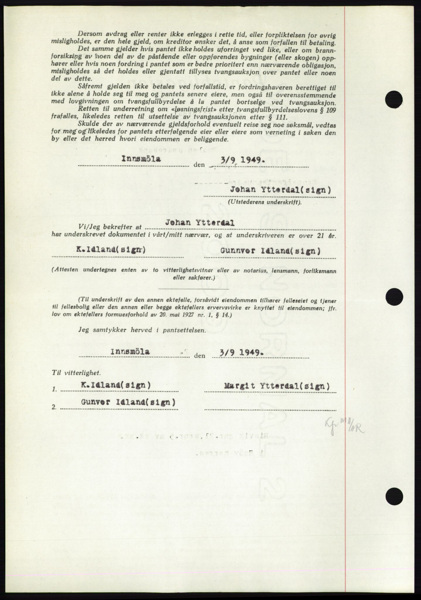 Nordmøre sorenskriveri, AV/SAT-A-4132/1/2/2Ca: Mortgage book no. B102, 1949-1949, Diary no: : 2756/1949