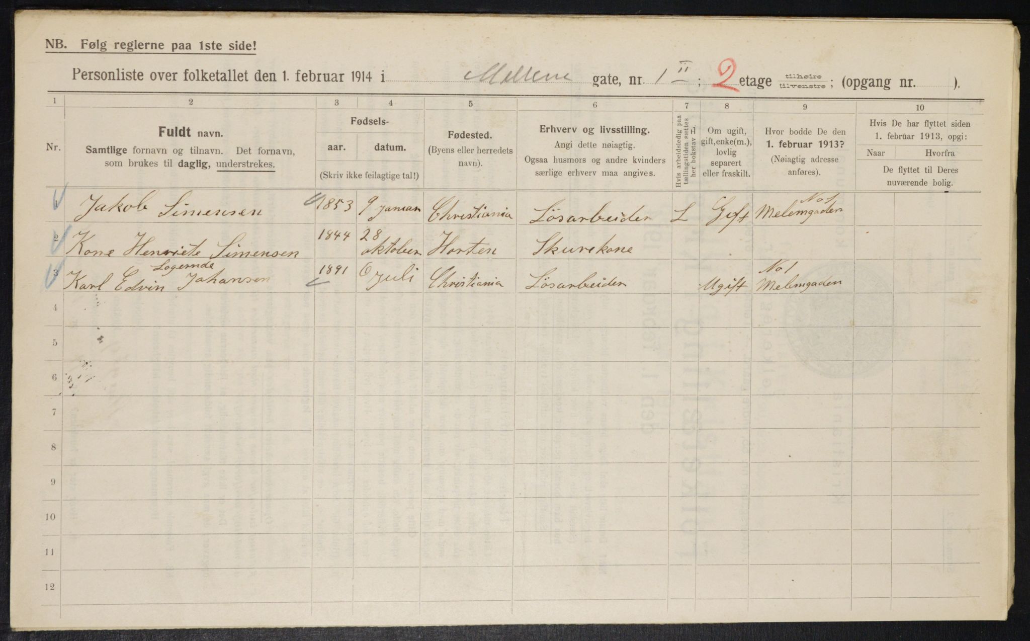 OBA, Municipal Census 1914 for Kristiania, 1914, p. 64988