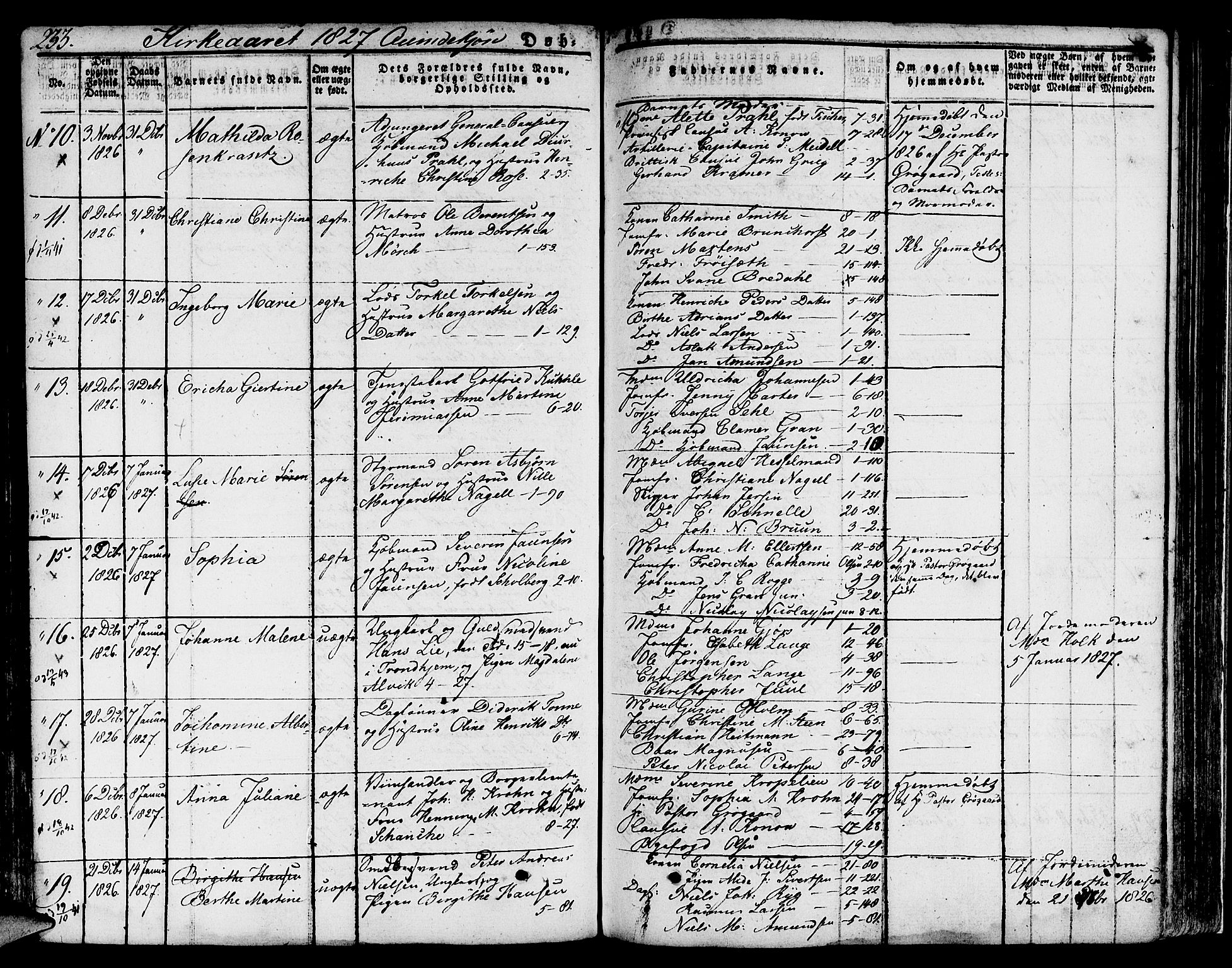 Nykirken Sokneprestembete, SAB/A-77101/H/Hab: Parish register (copy) no. A 5I, 1821-1841, p. 233