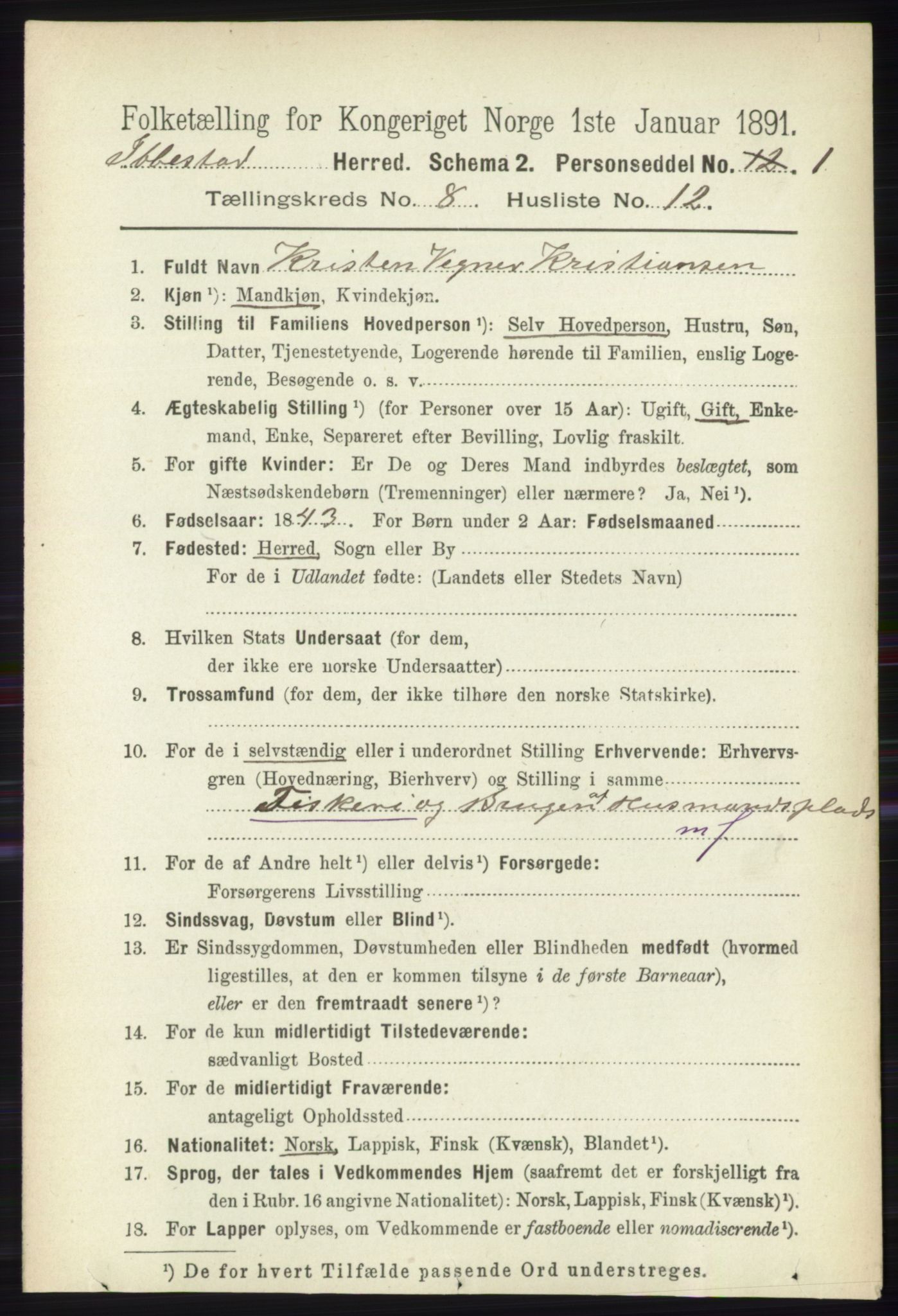 RA, 1891 census for 1917 Ibestad, 1891, p. 5303