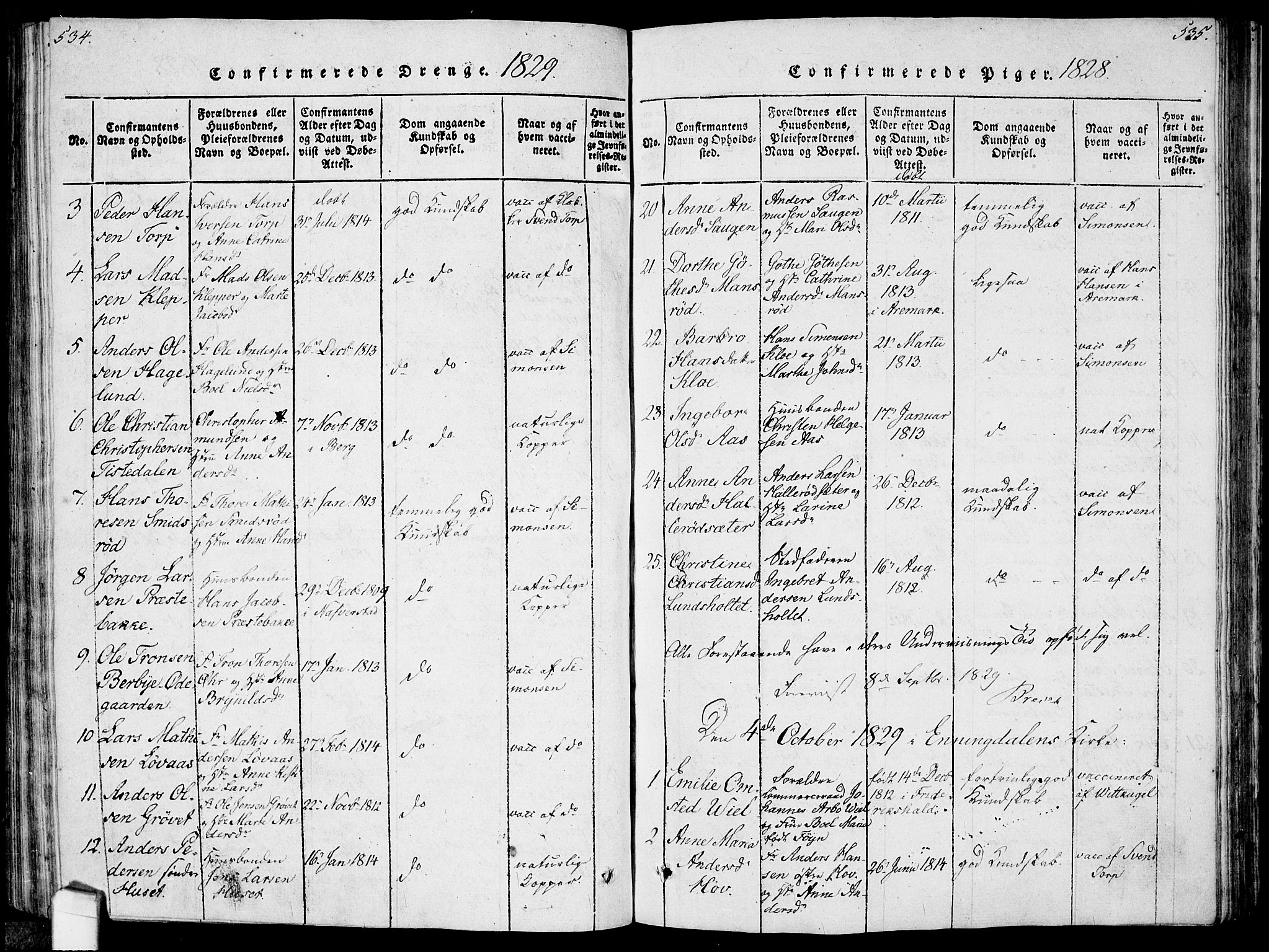 Idd prestekontor Kirkebøker, SAO/A-10911/F/Fc/L0002: Parish register (official) no. III 2, 1815-1831, p. 534-535