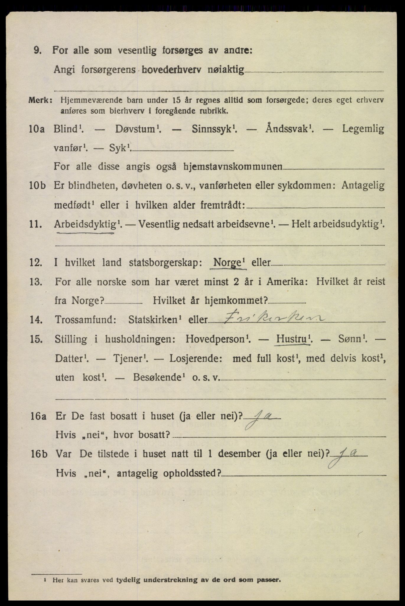 SAK, 1920 census for Oddernes, 1920, p. 2190