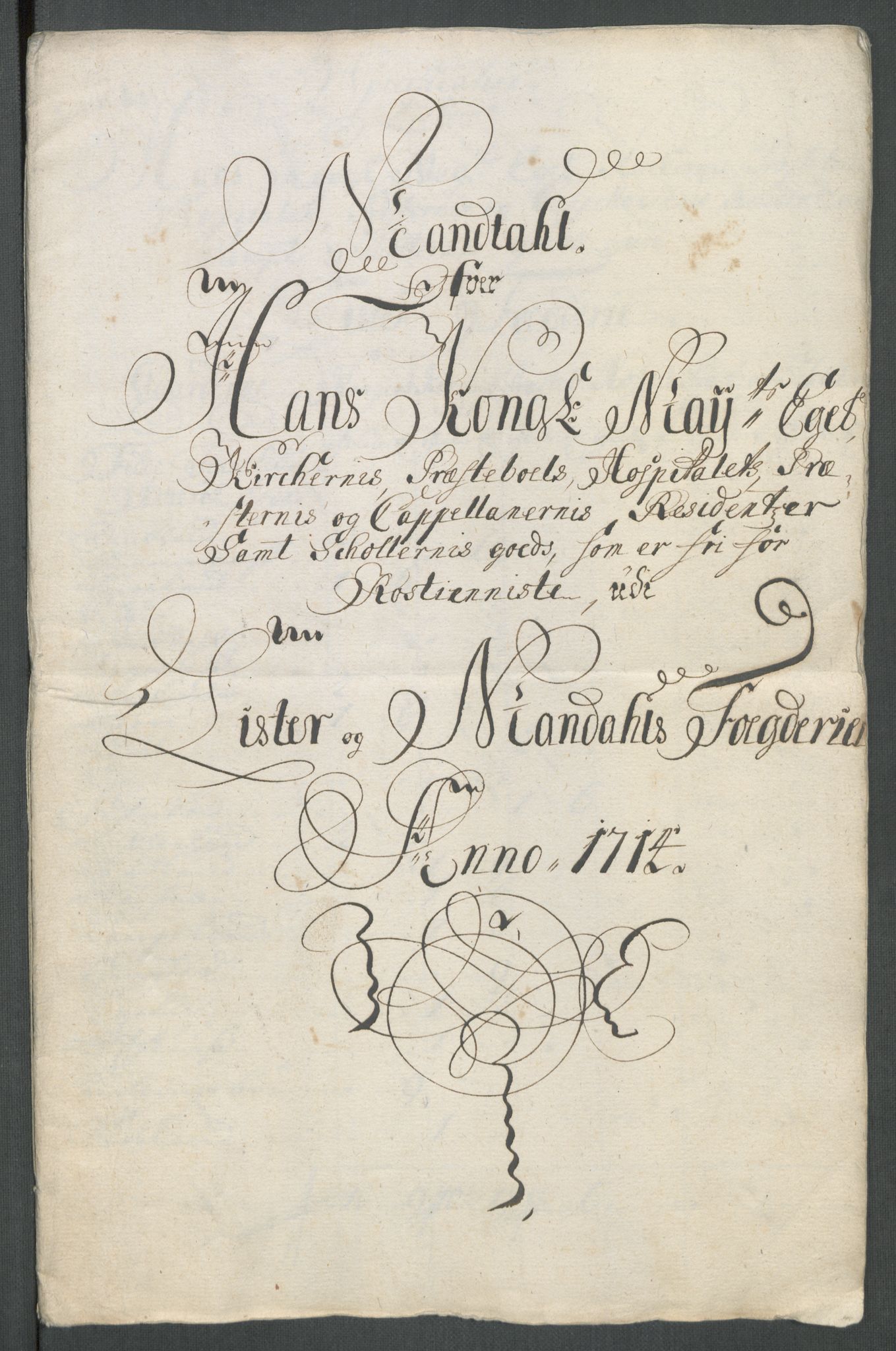 Rentekammeret inntil 1814, Reviderte regnskaper, Fogderegnskap, AV/RA-EA-4092/R43/L2558: Fogderegnskap Lista og Mandal, 1714, p. 19