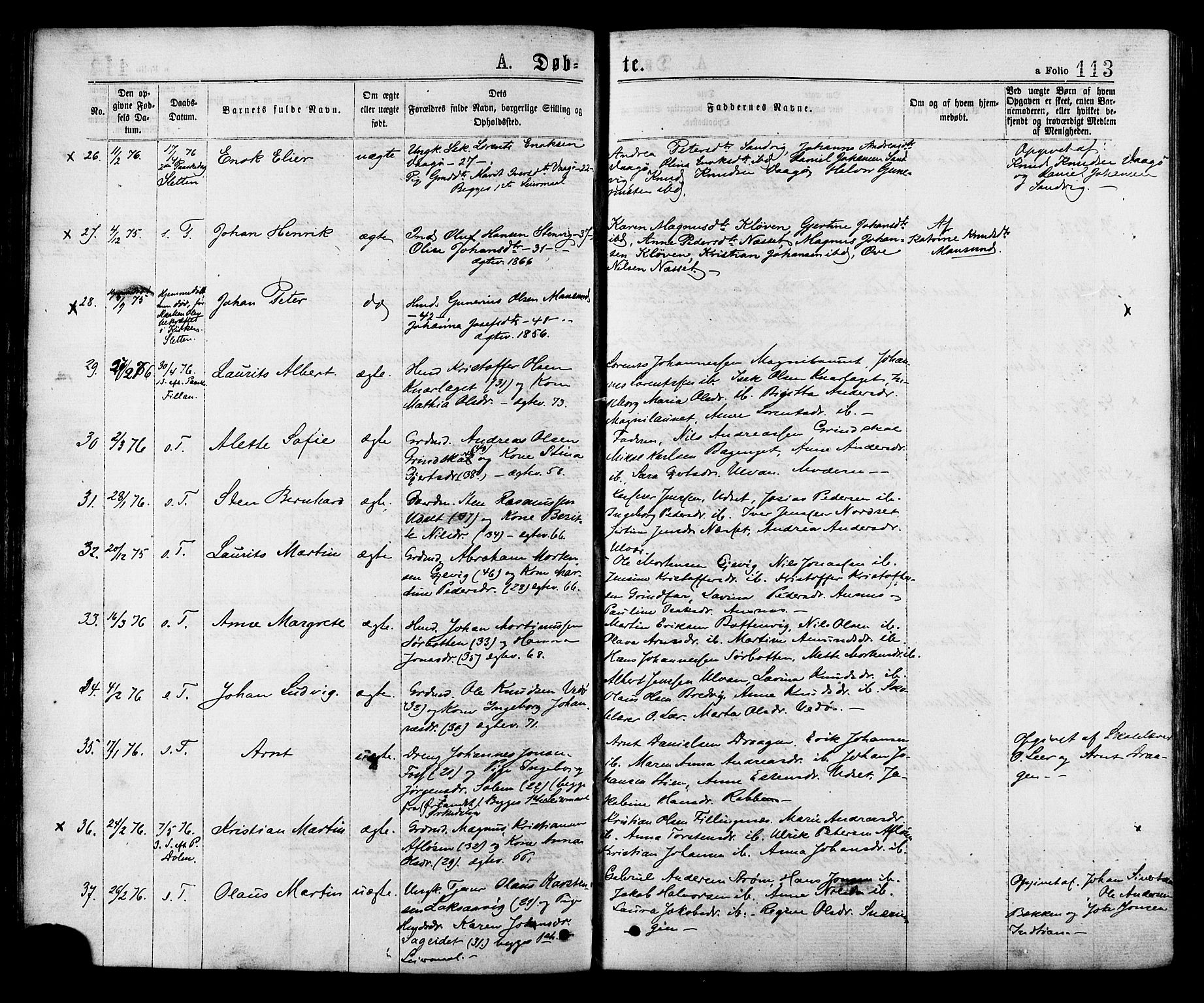 Ministerialprotokoller, klokkerbøker og fødselsregistre - Sør-Trøndelag, SAT/A-1456/634/L0532: Parish register (official) no. 634A08, 1871-1881, p. 113