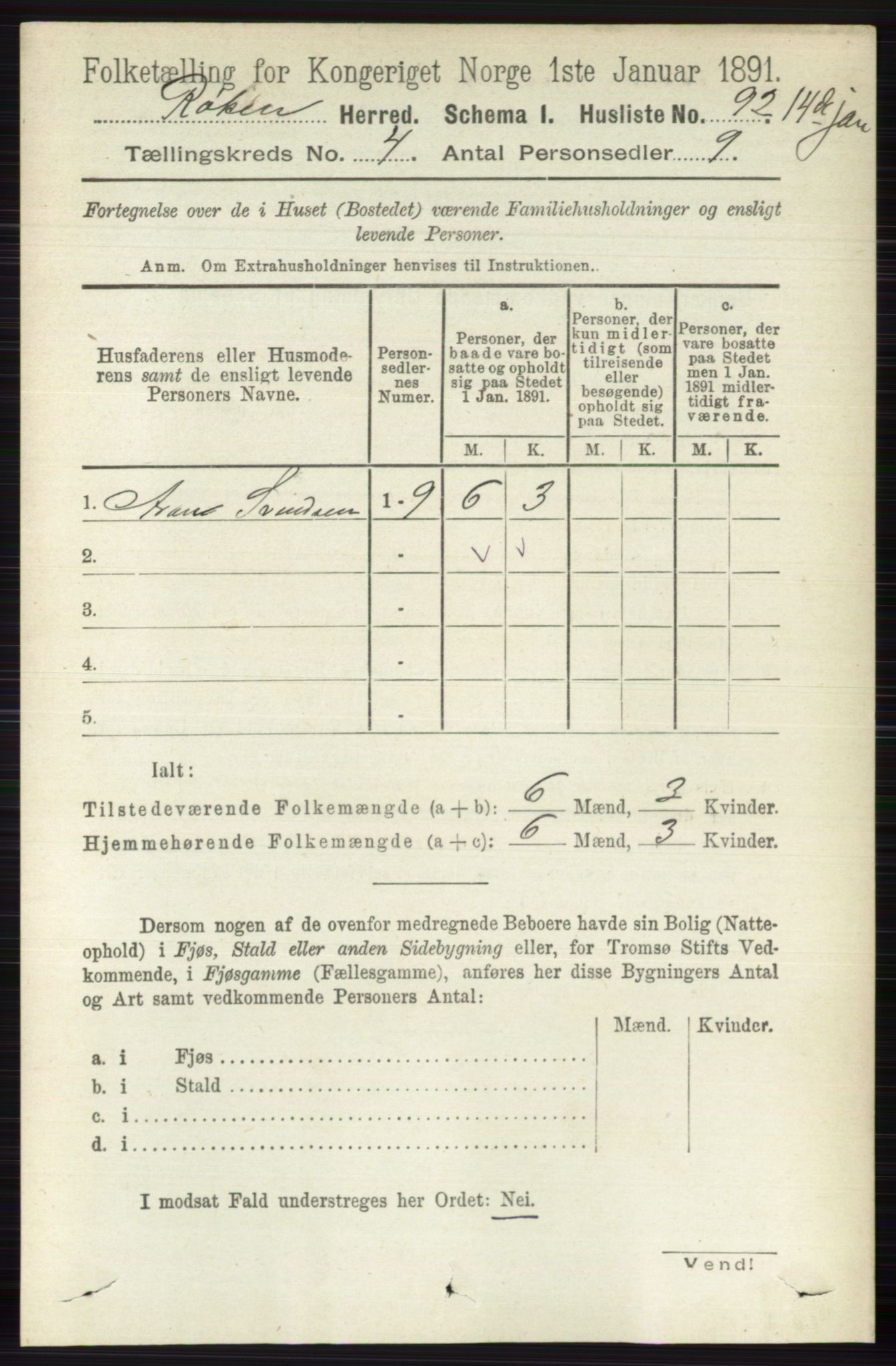 RA, 1891 census for 0627 Røyken, 1891, p. 1827