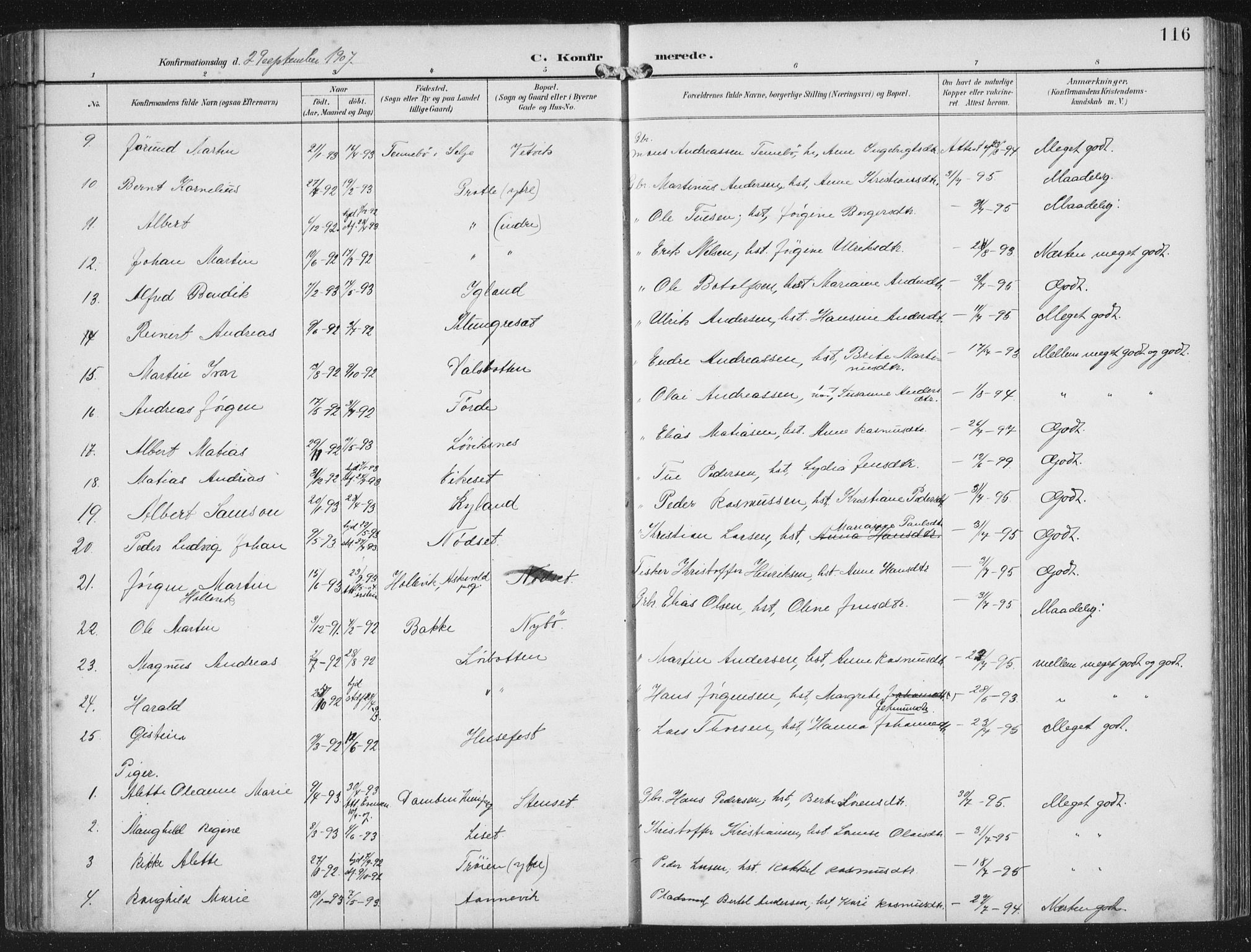 Bremanger sokneprestembete, AV/SAB-A-82201/H/Haa/Haab/L0002: Parish register (official) no. B  2, 1896-1908, p. 116