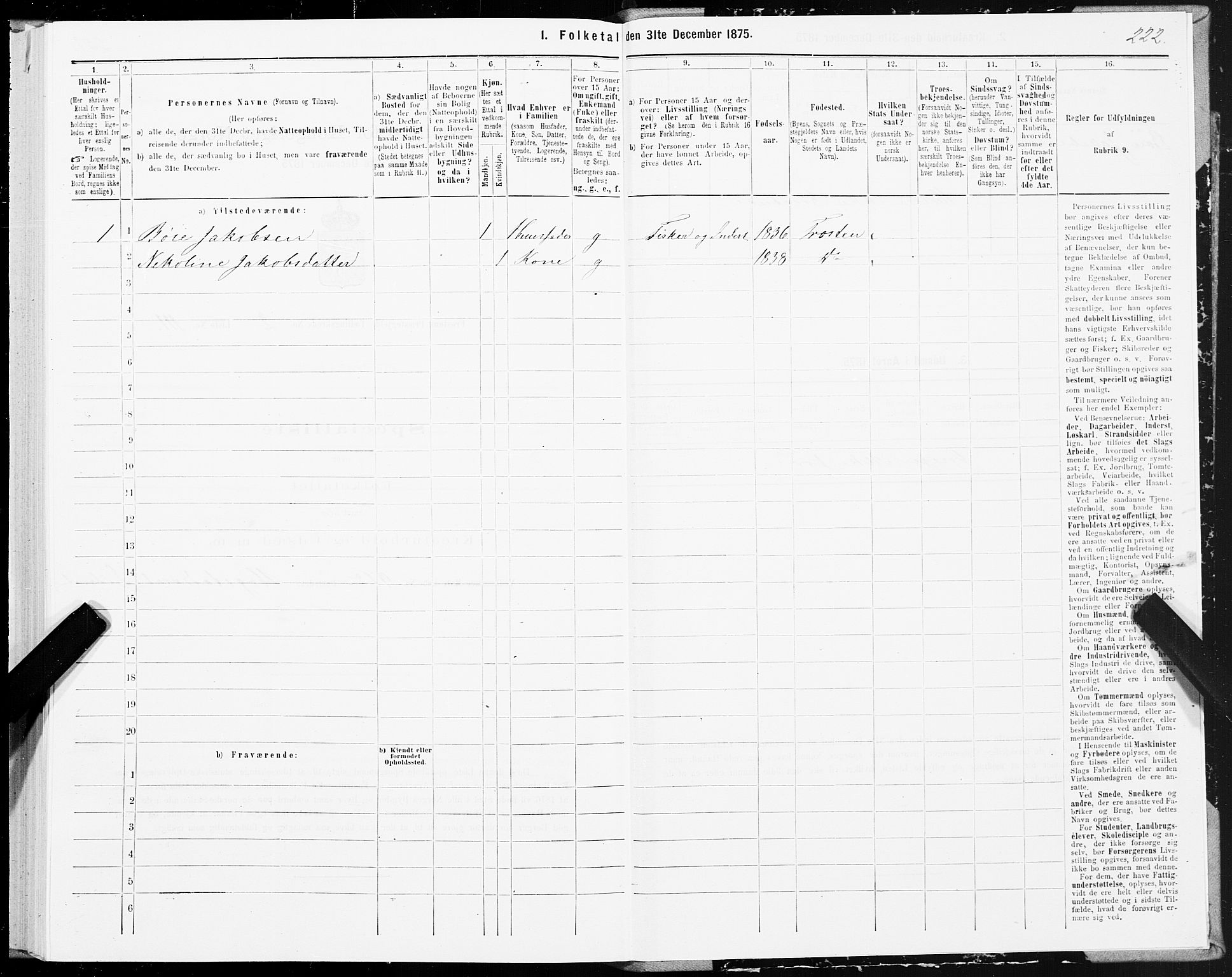 SAT, 1875 census for 1717P Frosta, 1875, p. 2222