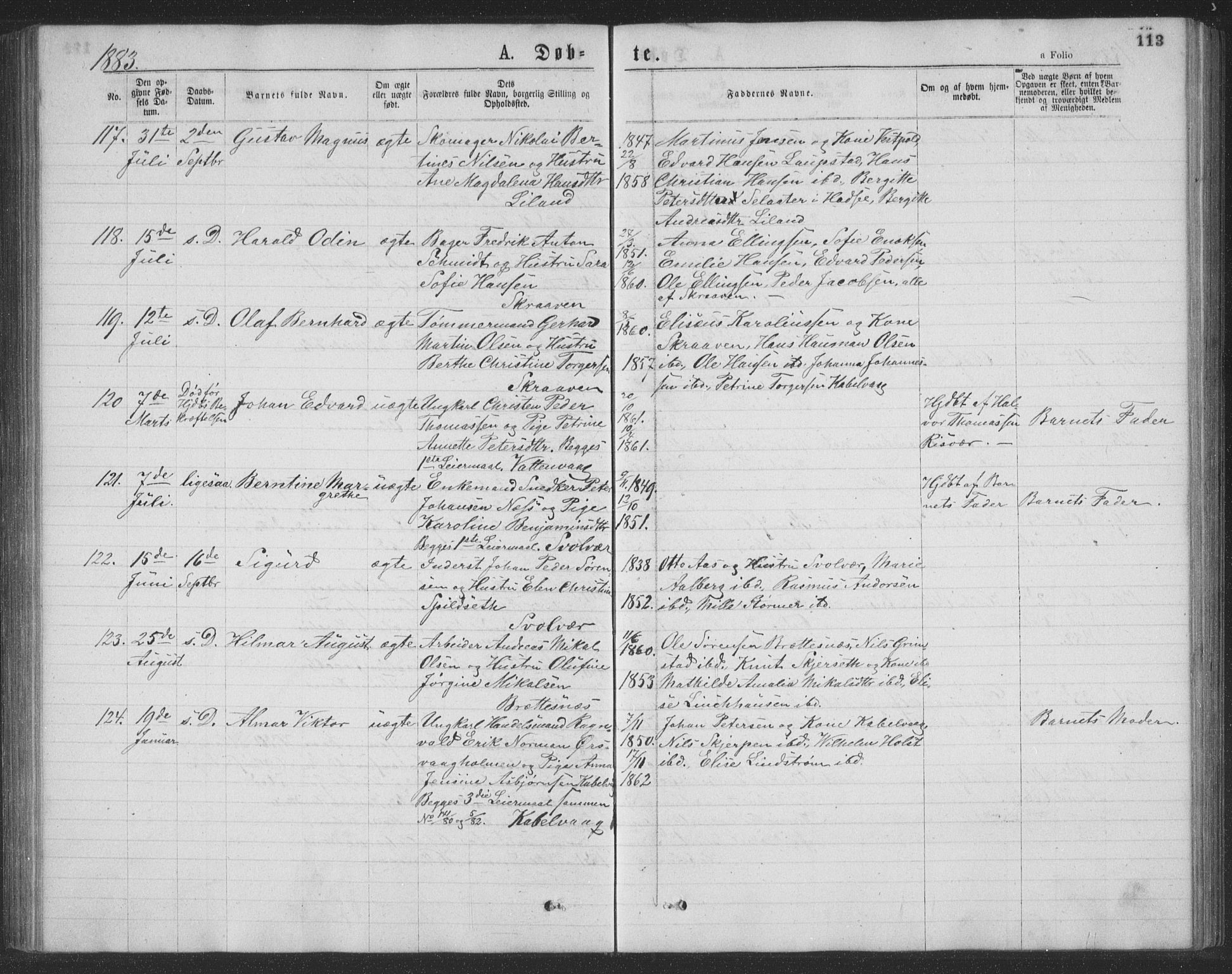 Ministerialprotokoller, klokkerbøker og fødselsregistre - Nordland, AV/SAT-A-1459/874/L1075: Parish register (copy) no. 874C04, 1876-1883, p. 113