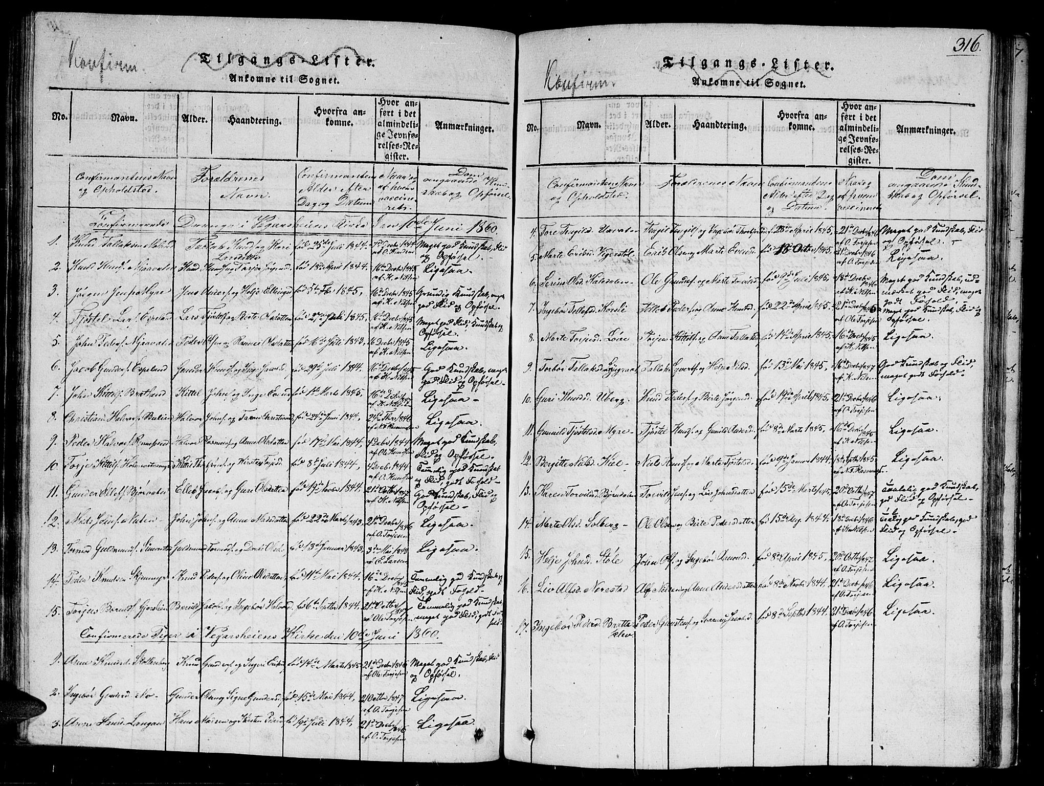 Gjerstad sokneprestkontor, AV/SAK-1111-0014/F/Fb/Fbb/L0001: Parish register (copy) no. B 1, 1813-1863, p. 316