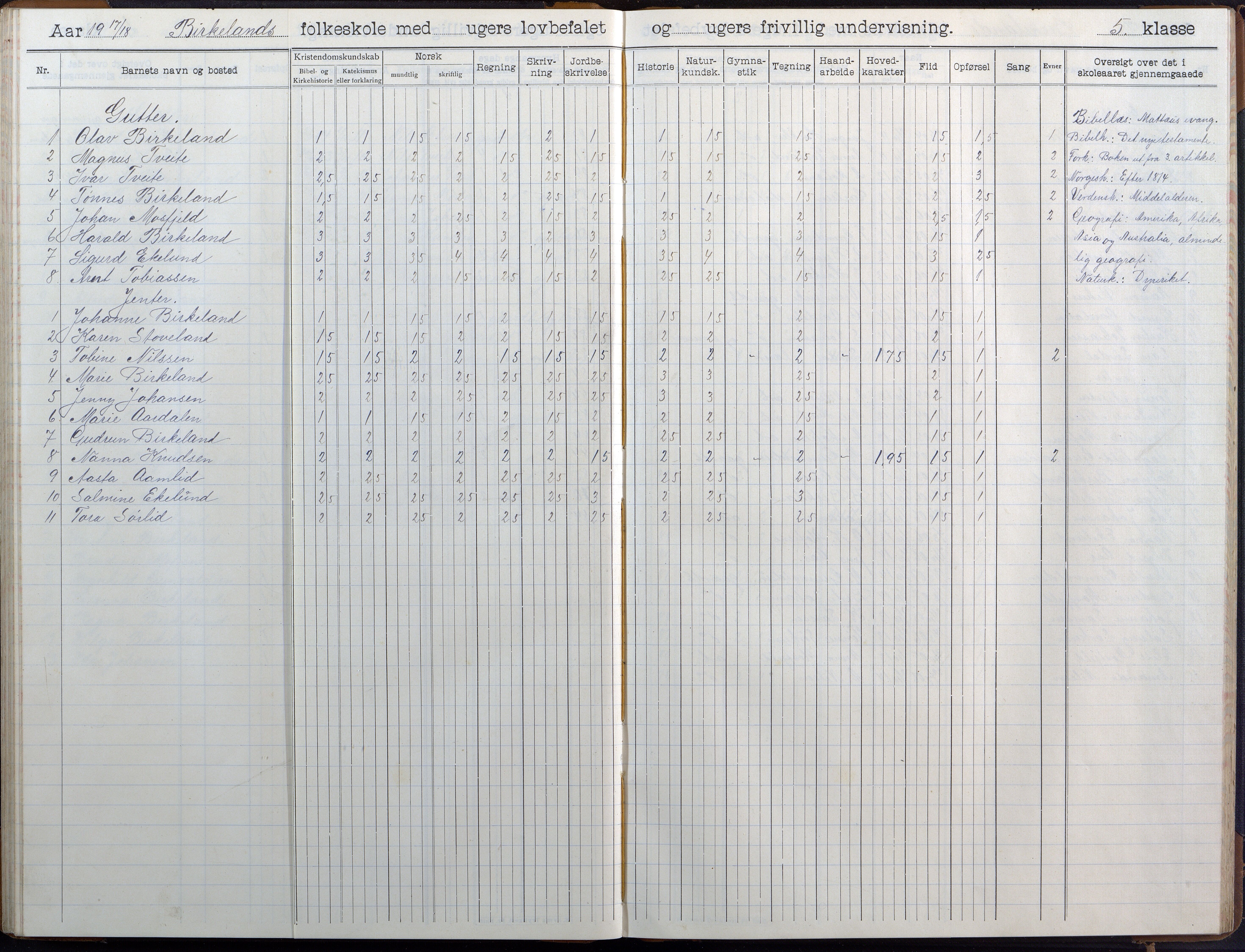 Birkenes kommune, Birkenes krets/Birkeland folkeskole frem til 1991, AAKS/KA0928-550a_91/F02/L0007: Skoleprotokoll, 1907-1931