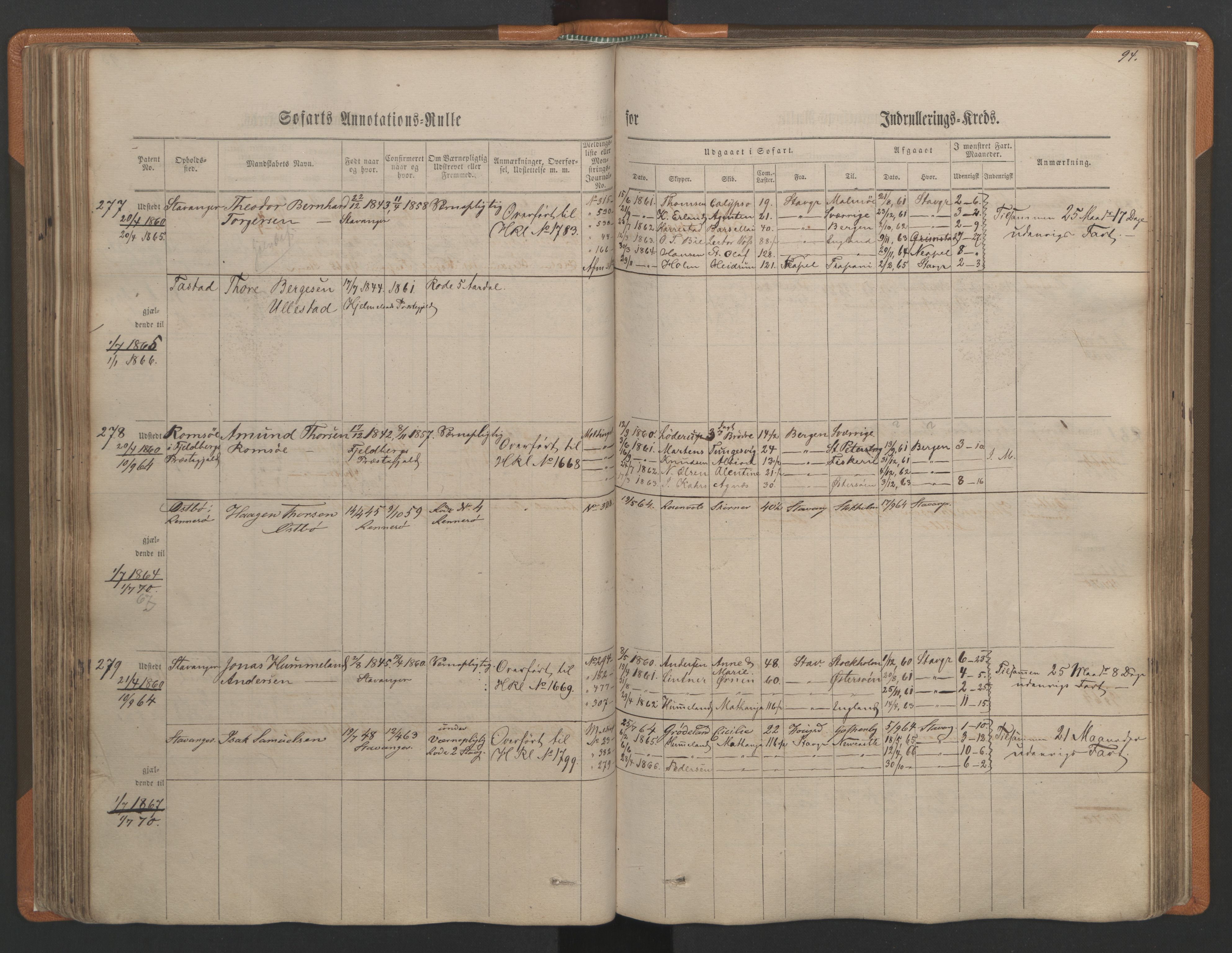 Stavanger sjømannskontor, AV/SAST-A-102006/F/Ff/L0001: Annotasjonsrulle, patentnr. 1-597 (del 1), 1860-1864, p. 103