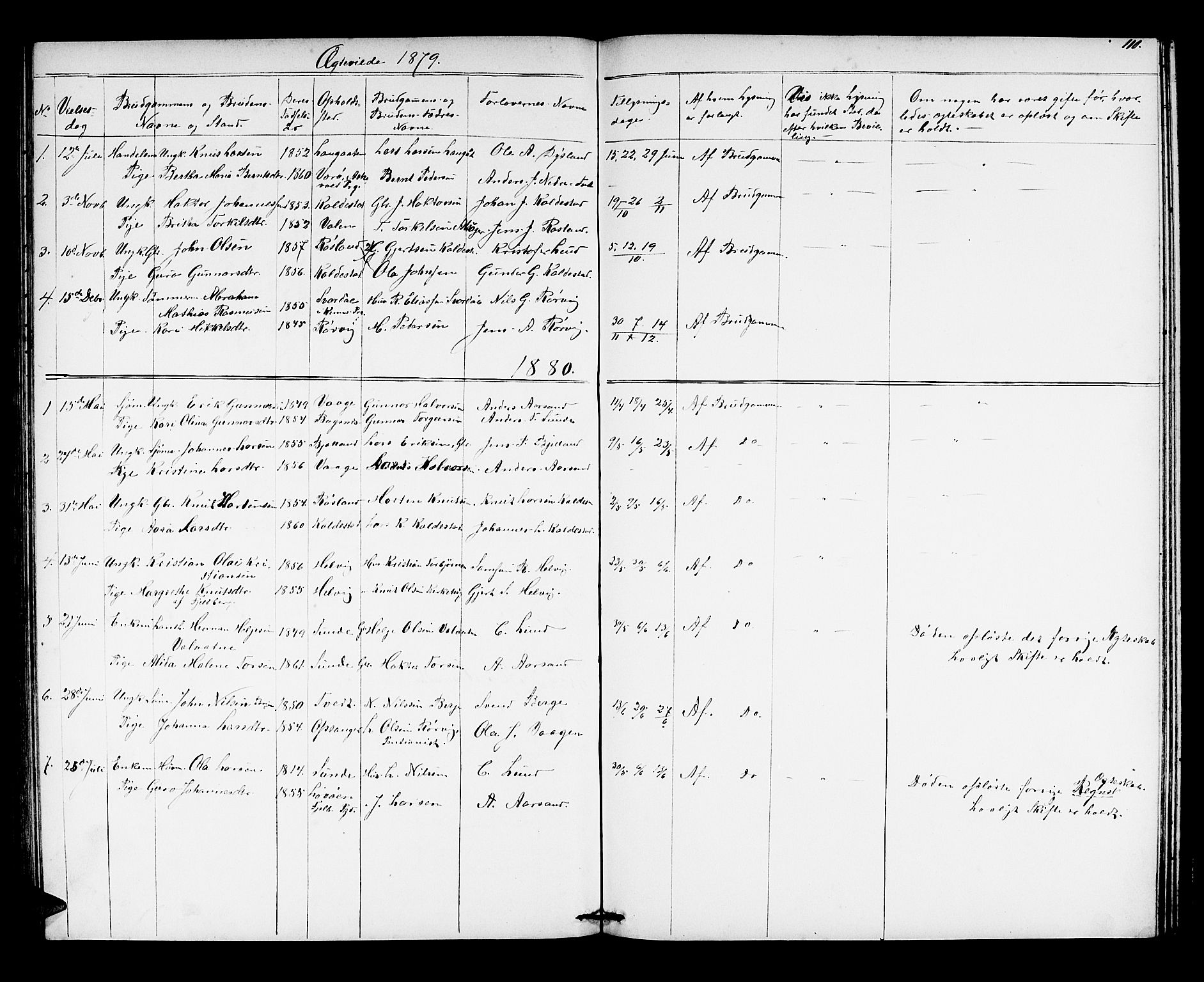 Husnes Sokneprestembete, AV/SAB-A-75901/H/Hab: Parish register (copy) no. A 1, 1856-1880, p. 110