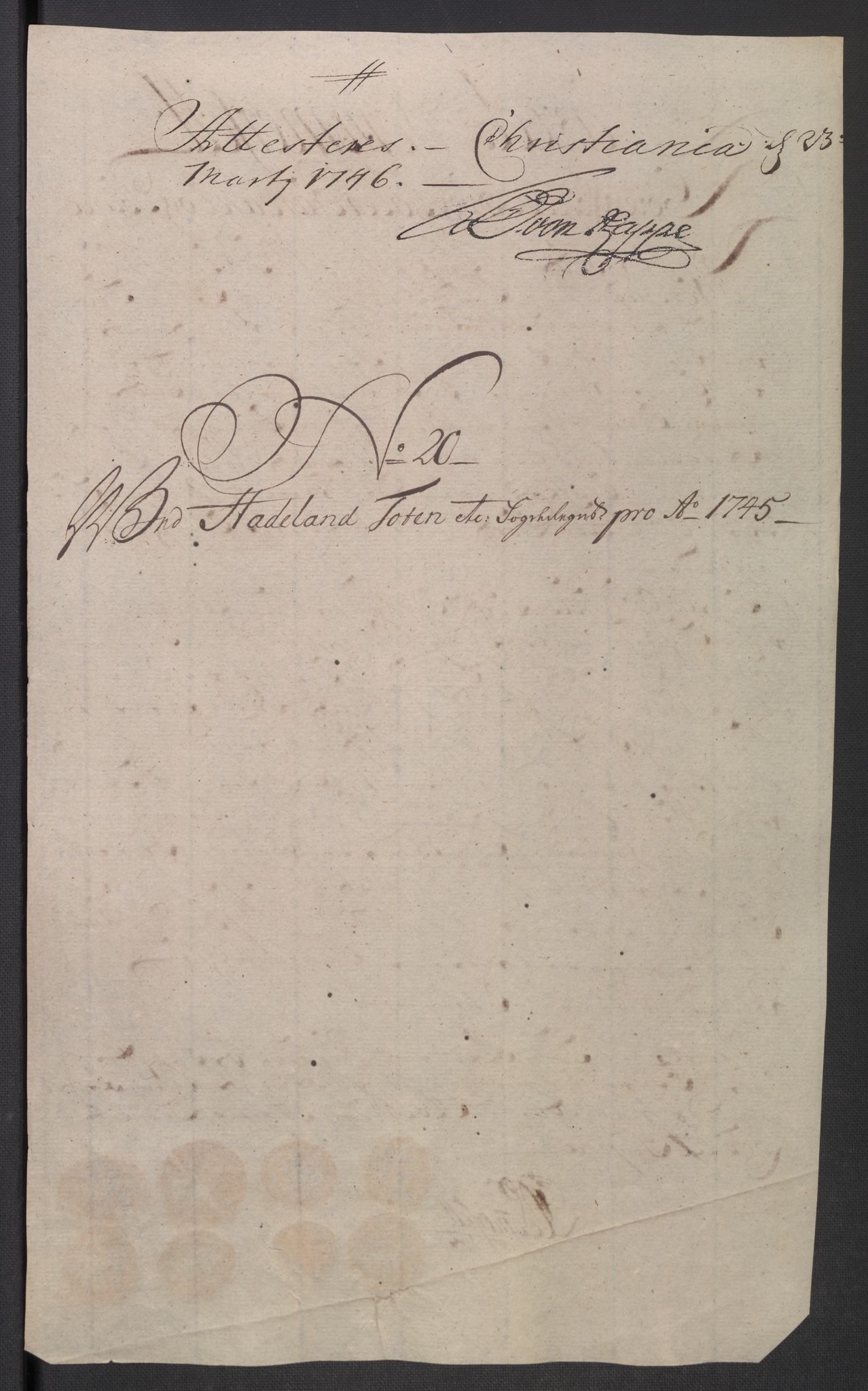 Rentekammeret inntil 1814, Reviderte regnskaper, Fogderegnskap, RA/EA-4092/R18/L1345: Fogderegnskap Hadeland, Toten og Valdres, 1745-1746, p. 111
