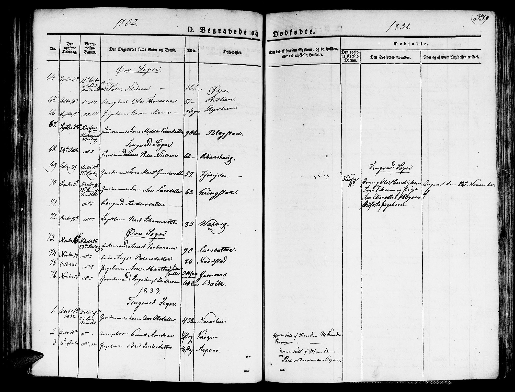 Ministerialprotokoller, klokkerbøker og fødselsregistre - Møre og Romsdal, AV/SAT-A-1454/586/L0983: Parish register (official) no. 586A09, 1829-1843, p. 339