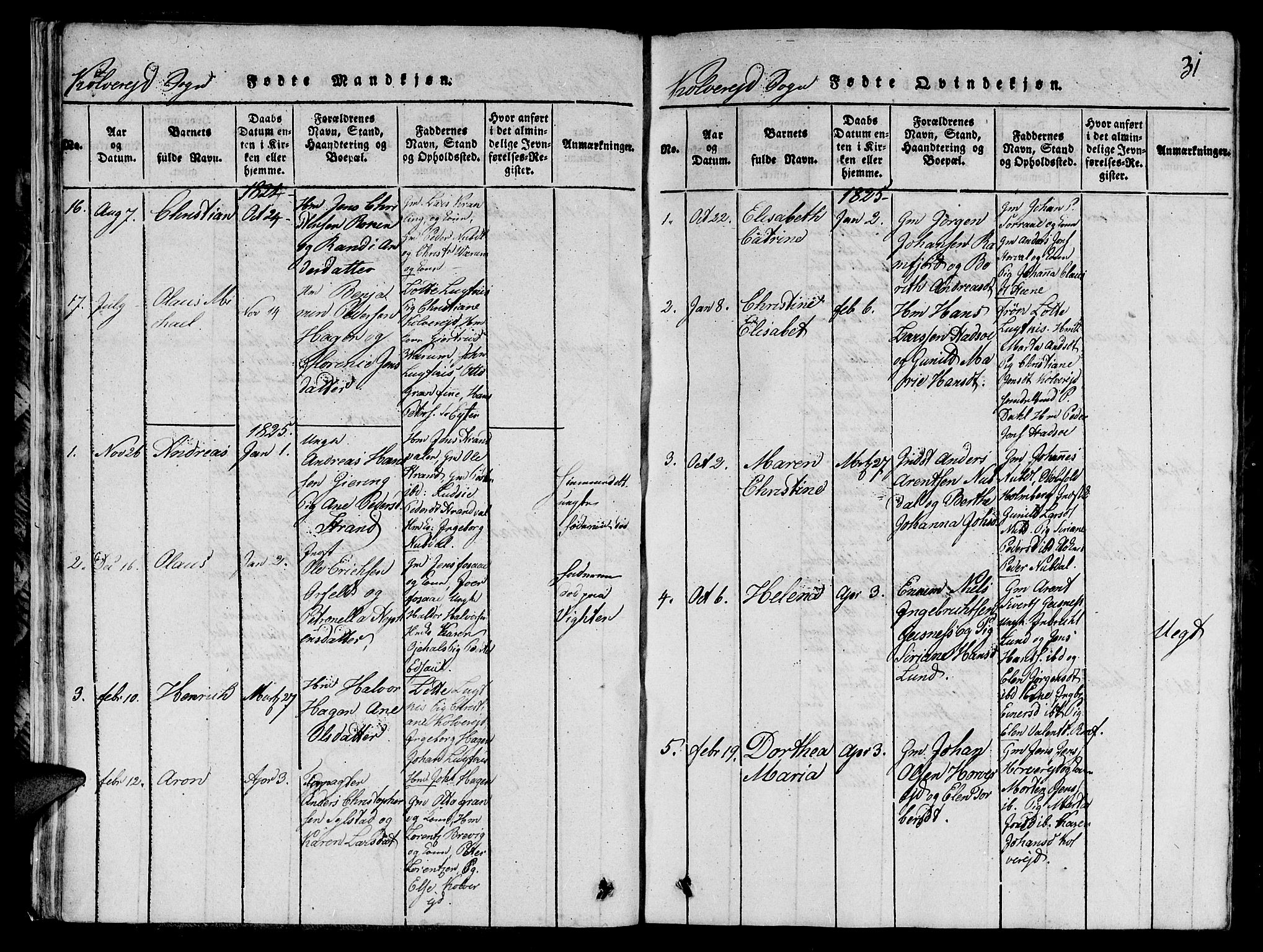 Ministerialprotokoller, klokkerbøker og fødselsregistre - Nord-Trøndelag, SAT/A-1458/780/L0648: Parish register (copy) no. 780C01 /1, 1815-1870, p. 31
