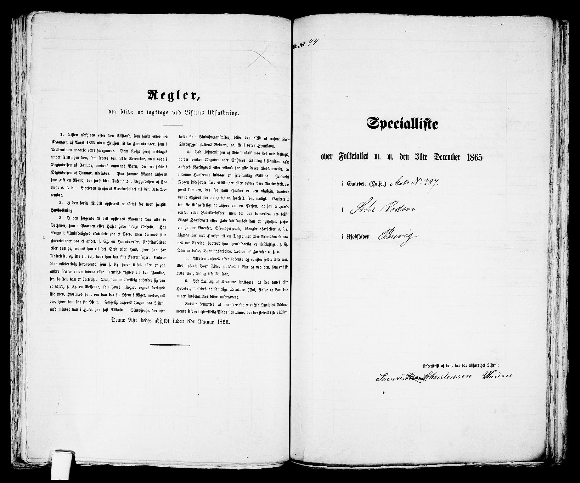 RA, 1865 census for Brevik, 1865, p. 298