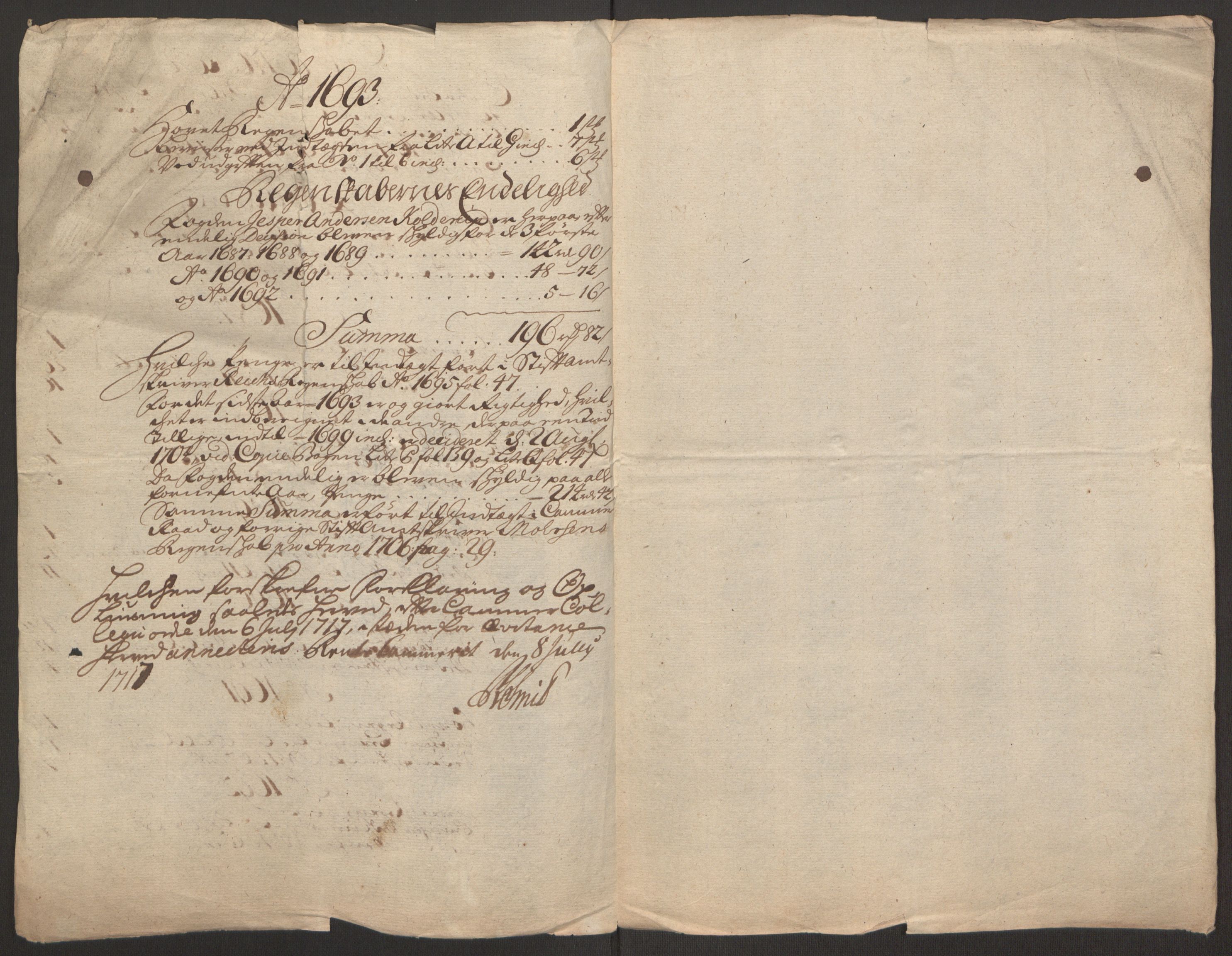 Rentekammeret inntil 1814, Reviderte regnskaper, Fogderegnskap, RA/EA-4092/R66/L4577: Fogderegnskap Salten, 1691-1693, p. 261