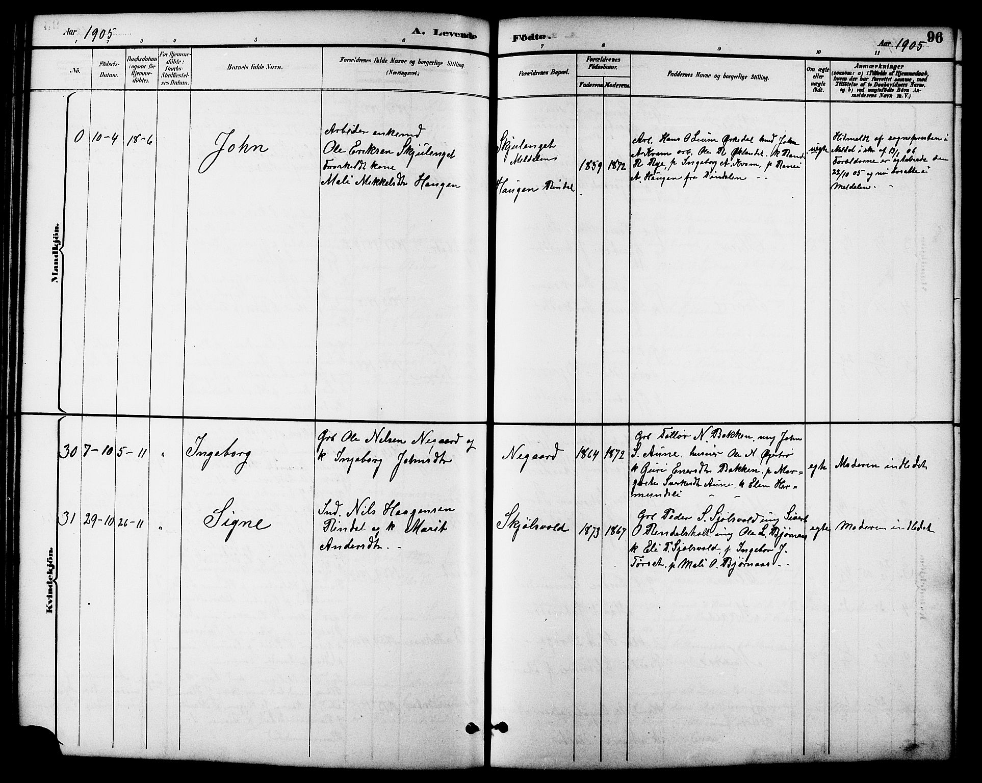 Ministerialprotokoller, klokkerbøker og fødselsregistre - Møre og Romsdal, SAT/A-1454/598/L1078: Parish register (copy) no. 598C03, 1892-1909, p. 96