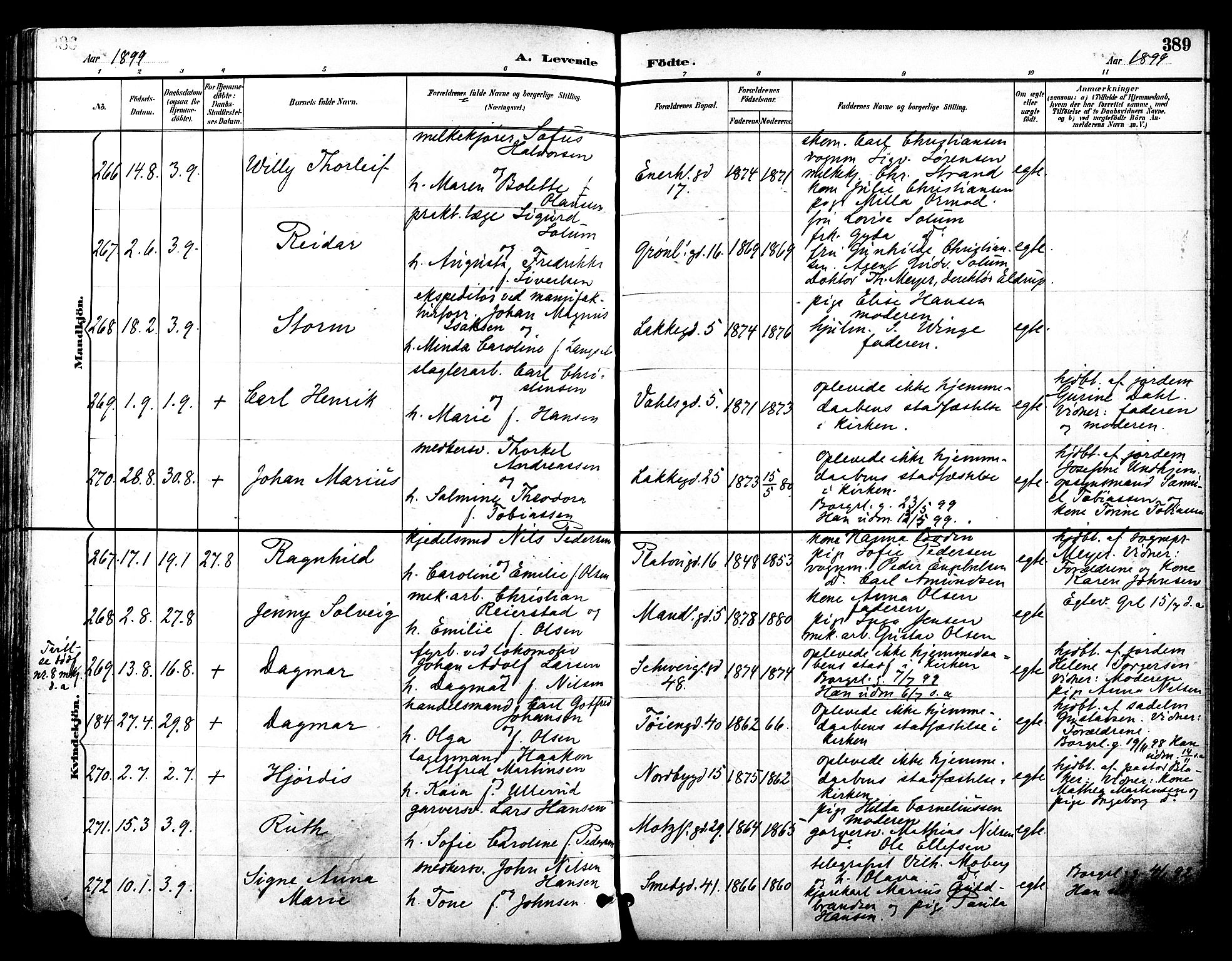 Grønland prestekontor Kirkebøker, SAO/A-10848/F/Fa/L0012: Parish register (official) no. 12, 1893-1900, p. 389