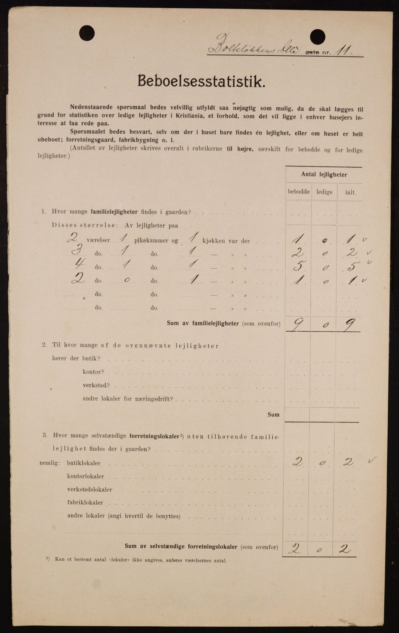 OBA, Municipal Census 1909 for Kristiania, 1909, p. 7204