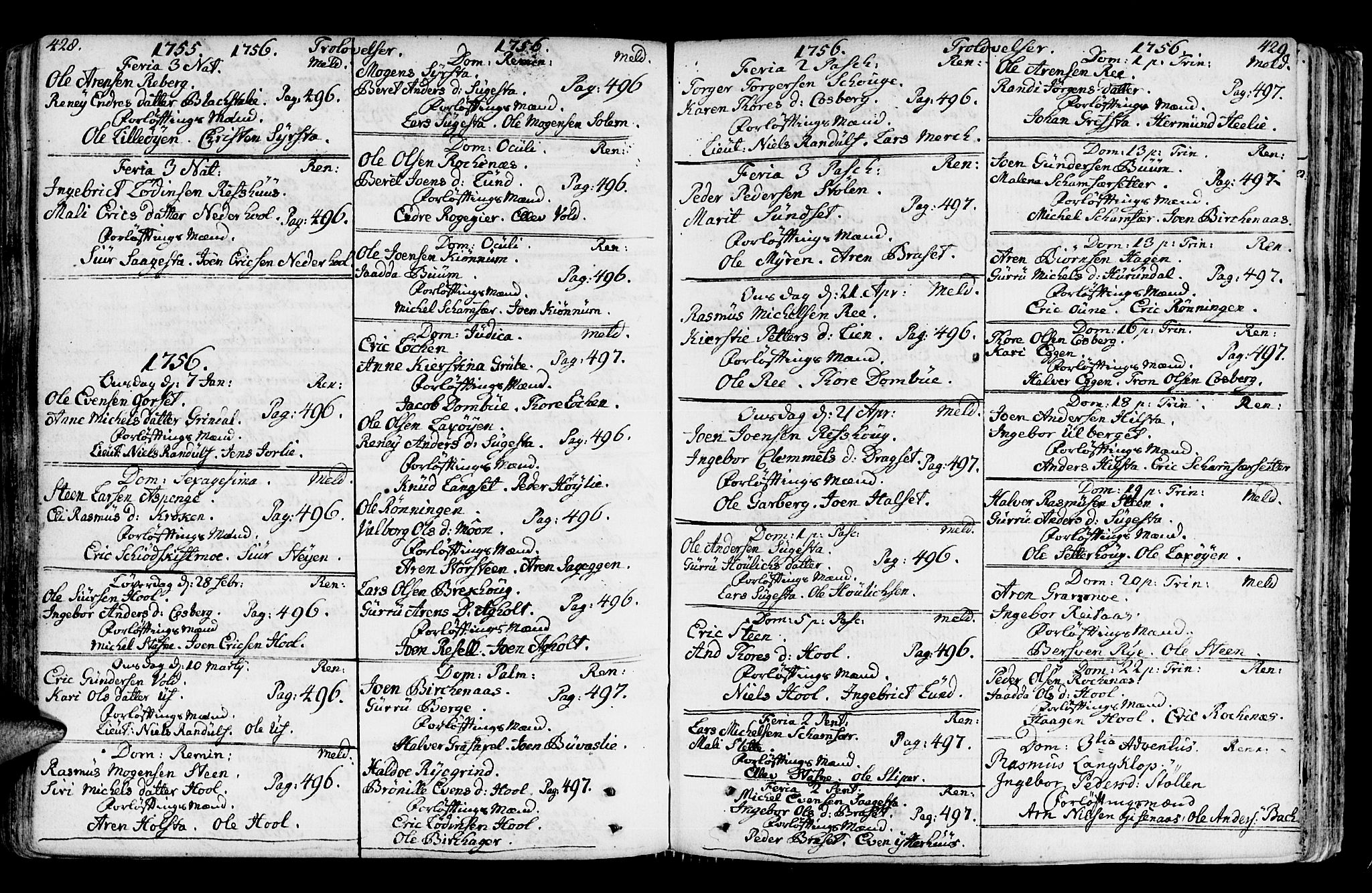 Ministerialprotokoller, klokkerbøker og fødselsregistre - Sør-Trøndelag, SAT/A-1456/672/L0851: Parish register (official) no. 672A04, 1751-1775, p. 428-429
