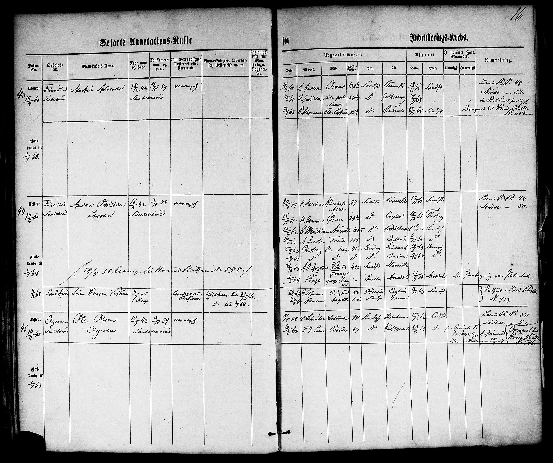 Sandefjord innrulleringskontor, AV/SAKO-A-788/F/Fa/L0001: Annotasjonsrulle, 1860-1868, p. 39