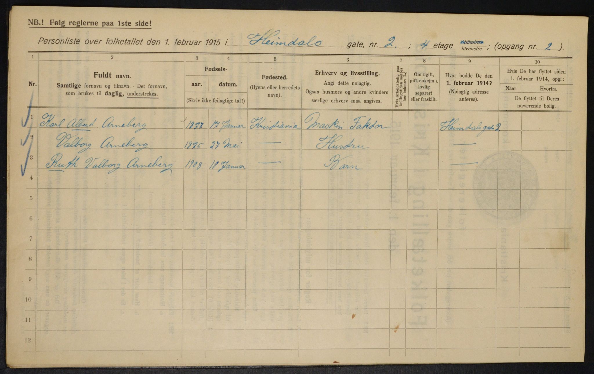 OBA, Municipal Census 1915 for Kristiania, 1915, p. 36209