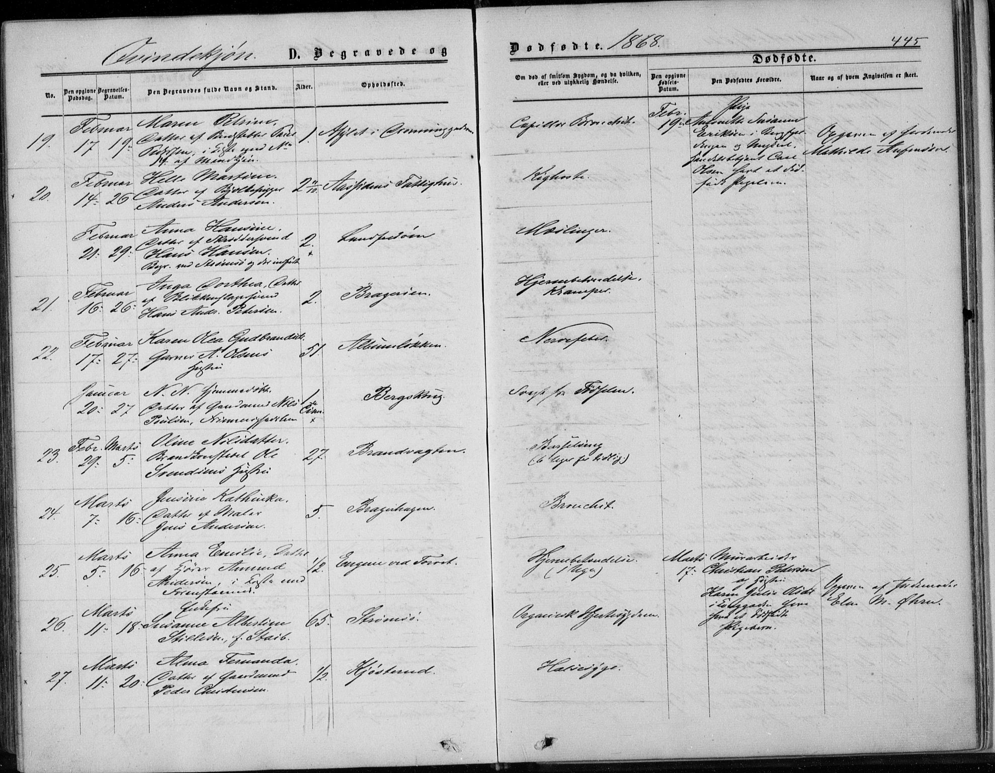 Bragernes kirkebøker, AV/SAKO-A-6/F/Fb/L0003: Parish register (official) no. II 3, 1860-1868, p. 445