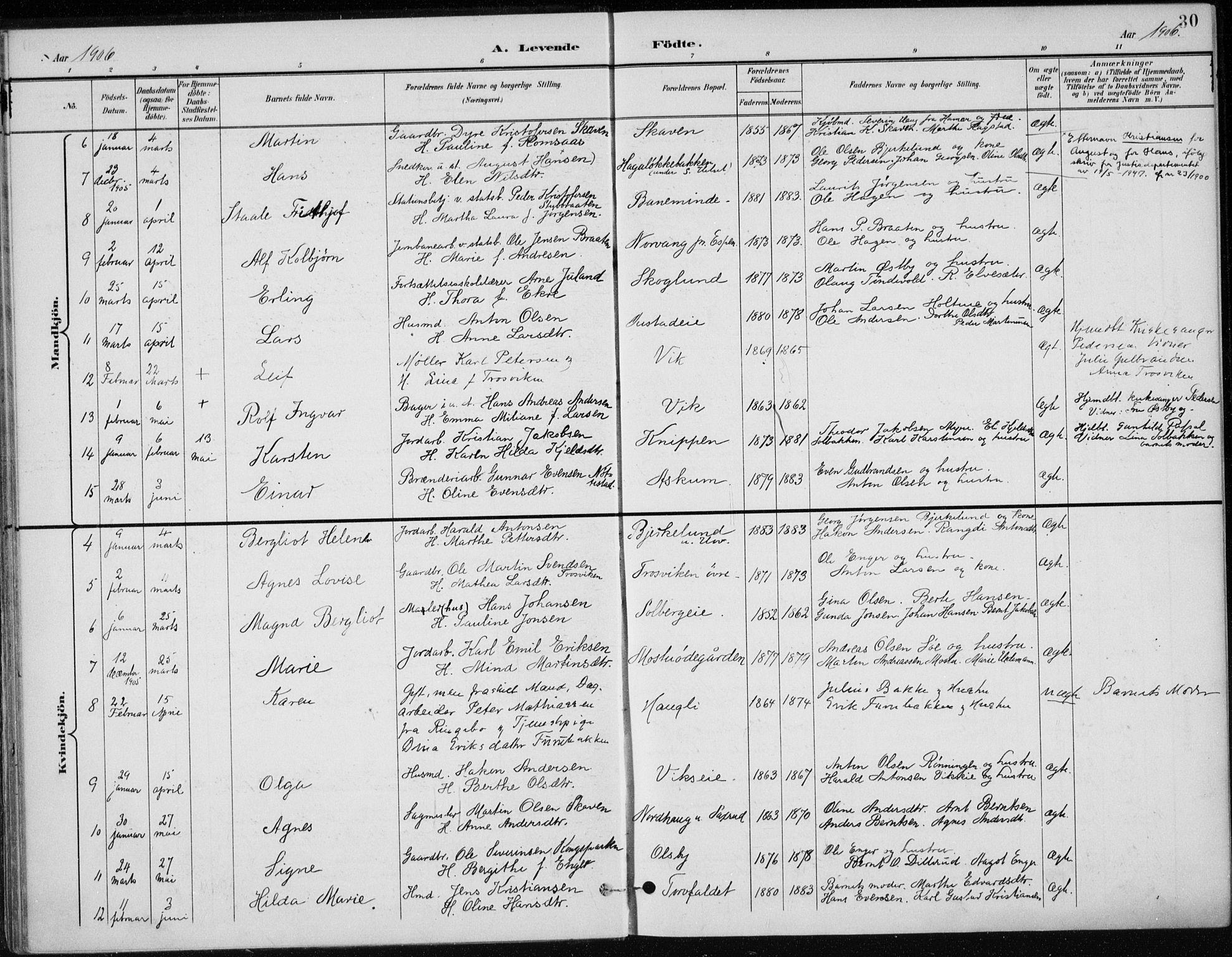 Stange prestekontor, AV/SAH-PREST-002/K/L0023: Parish register (official) no. 23, 1897-1920, p. 30