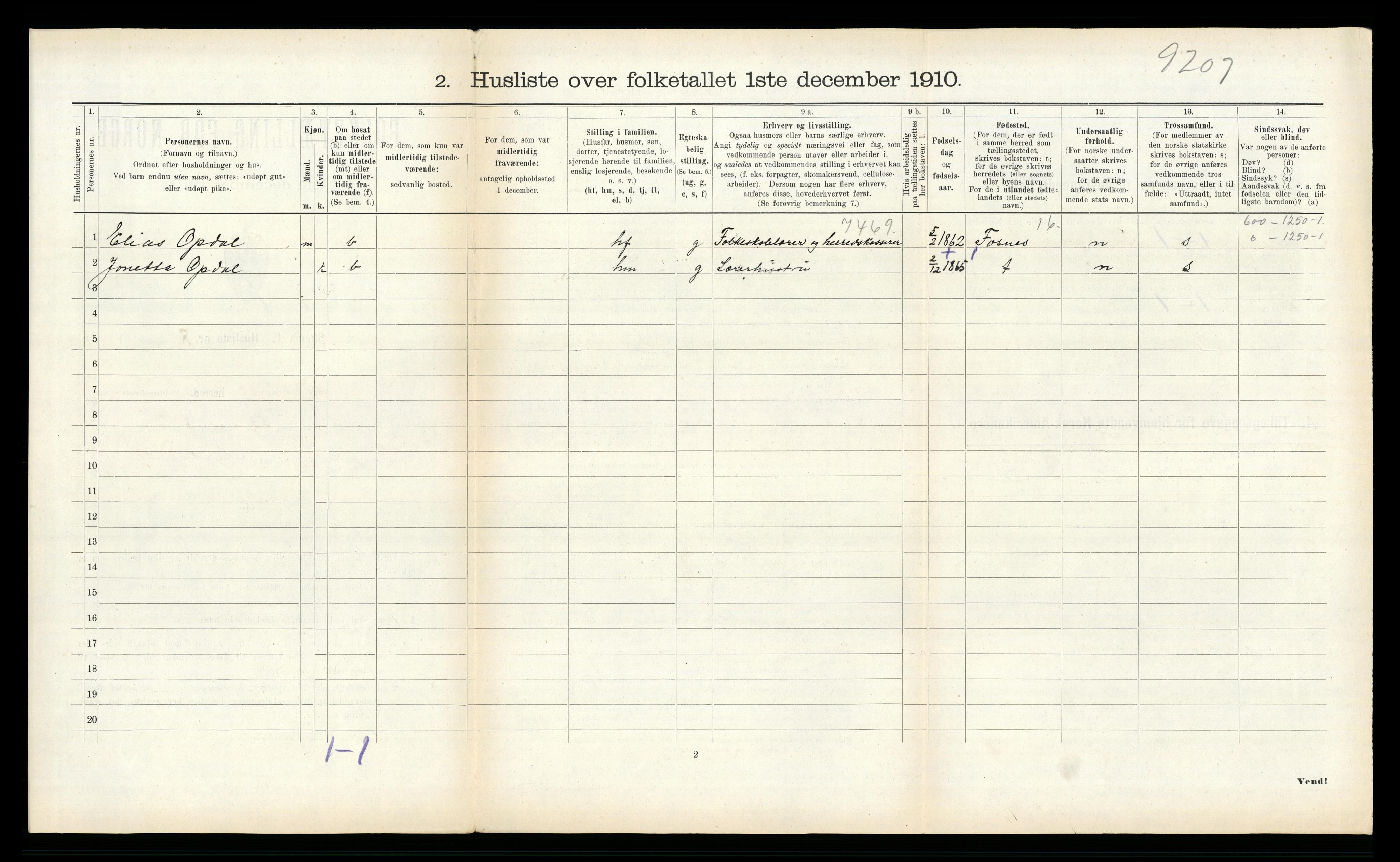 RA, 1910 census for Skatval, 1910, p. 399