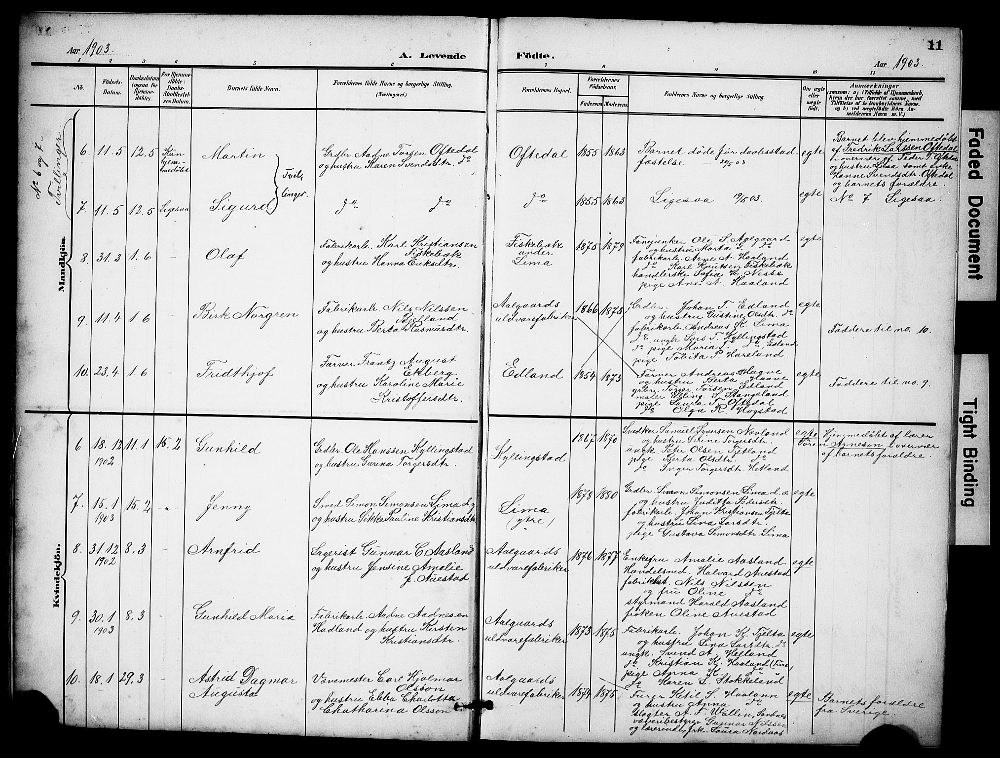 Lye sokneprestkontor, AV/SAST-A-101794/001/30BB/L0009: Parish register (copy) no. B 9, 1902-1923, p. 11