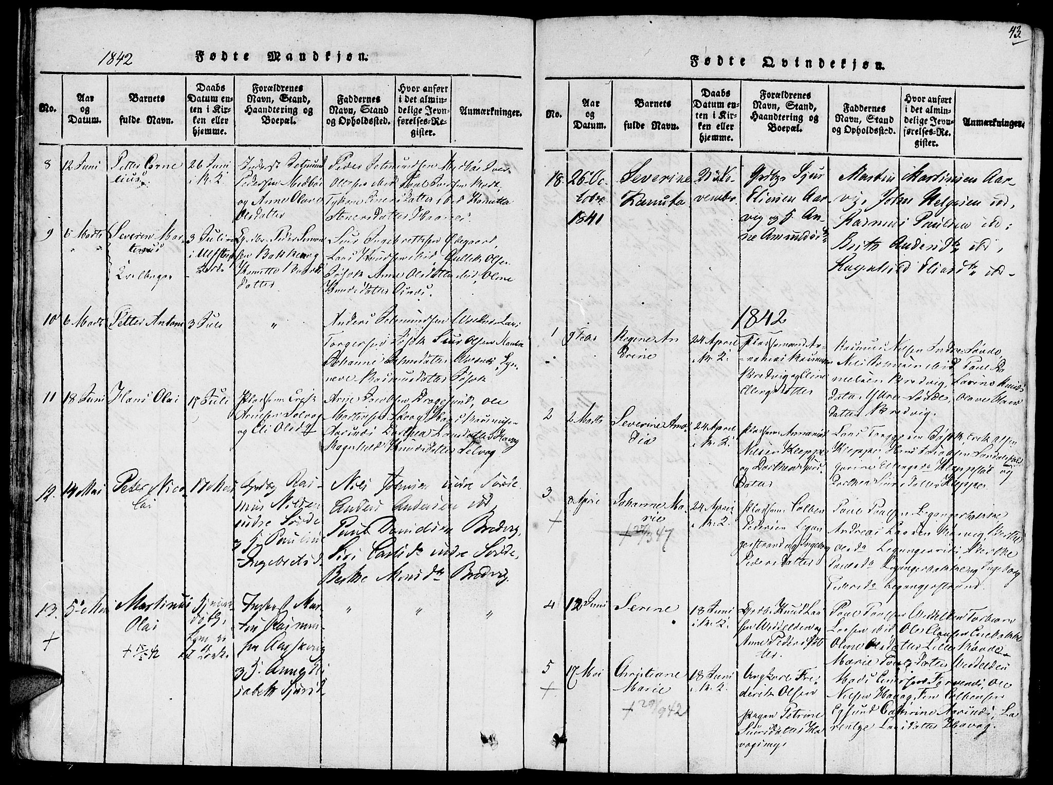 Ministerialprotokoller, klokkerbøker og fødselsregistre - Møre og Romsdal, SAT/A-1454/504/L0054: Parish register (official) no. 504A01, 1816-1861, p. 43
