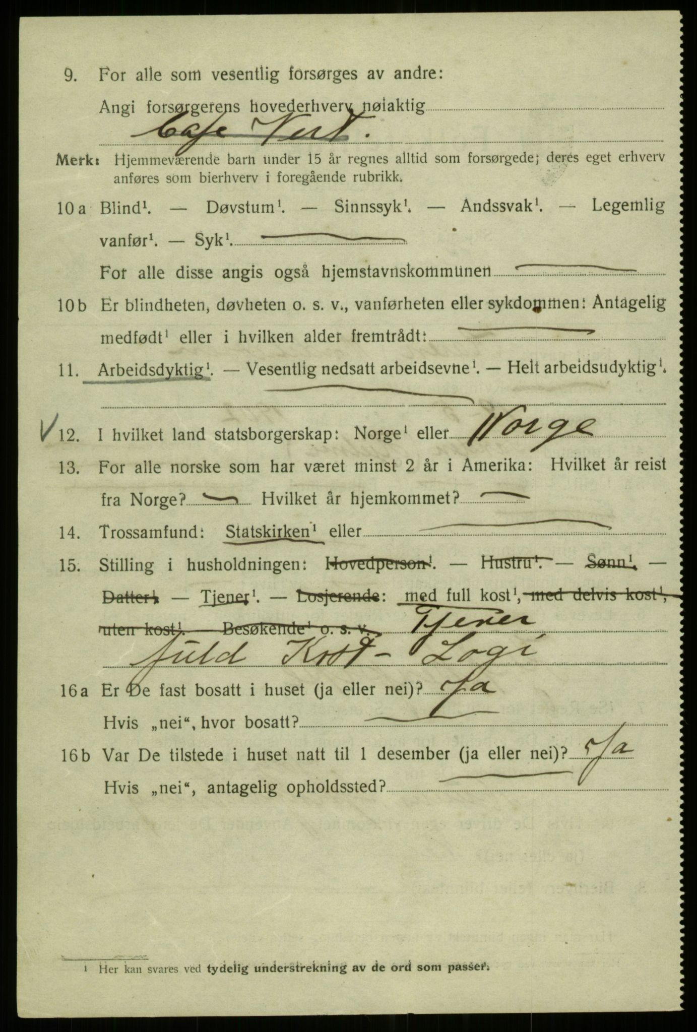 SAB, 1920 census for Bergen, 1920, p. 109223