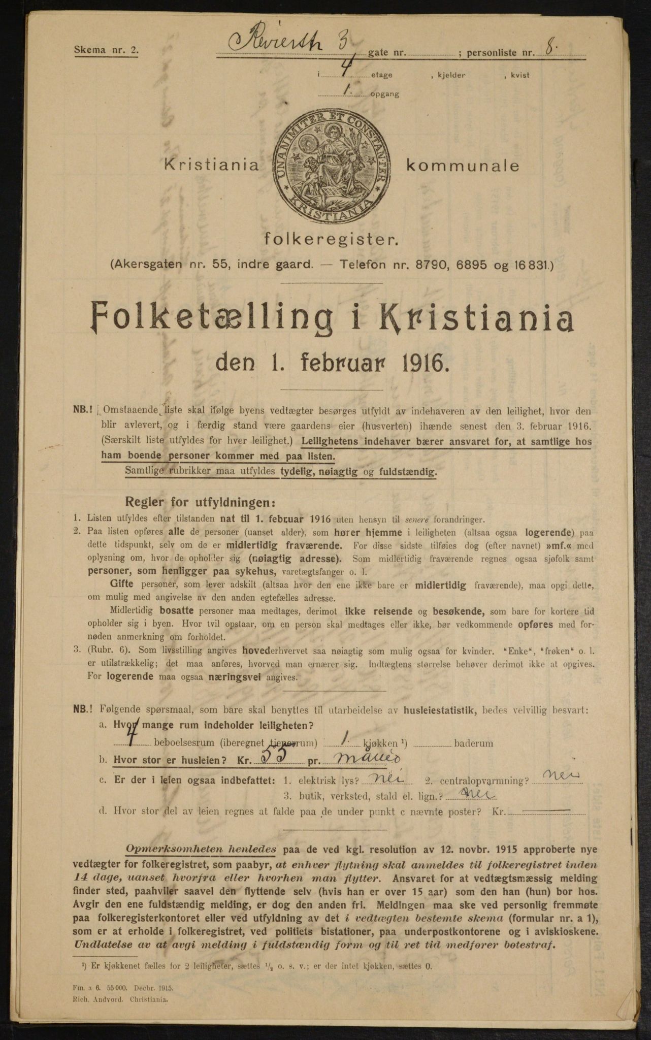 OBA, Municipal Census 1916 for Kristiania, 1916, p. 85013